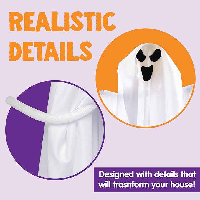 3 Pack Halloween Party Decoration 27.5&#x22; Hanging Ghosts, Cute Flying Ghost for Front Yard Patio Lawn Garden Party D&#xE9;cor and Holiday Decorations