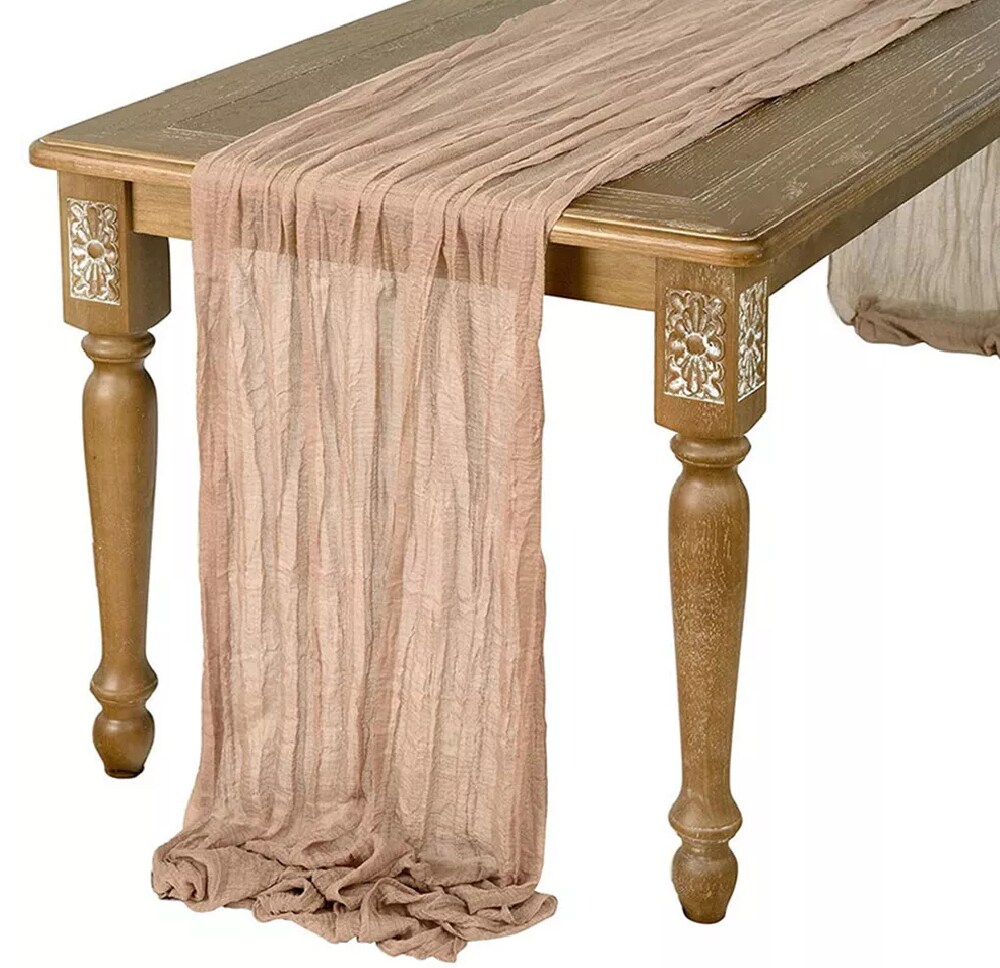 10ft Table Runner Super Soft Boho Wrinkled Gauze