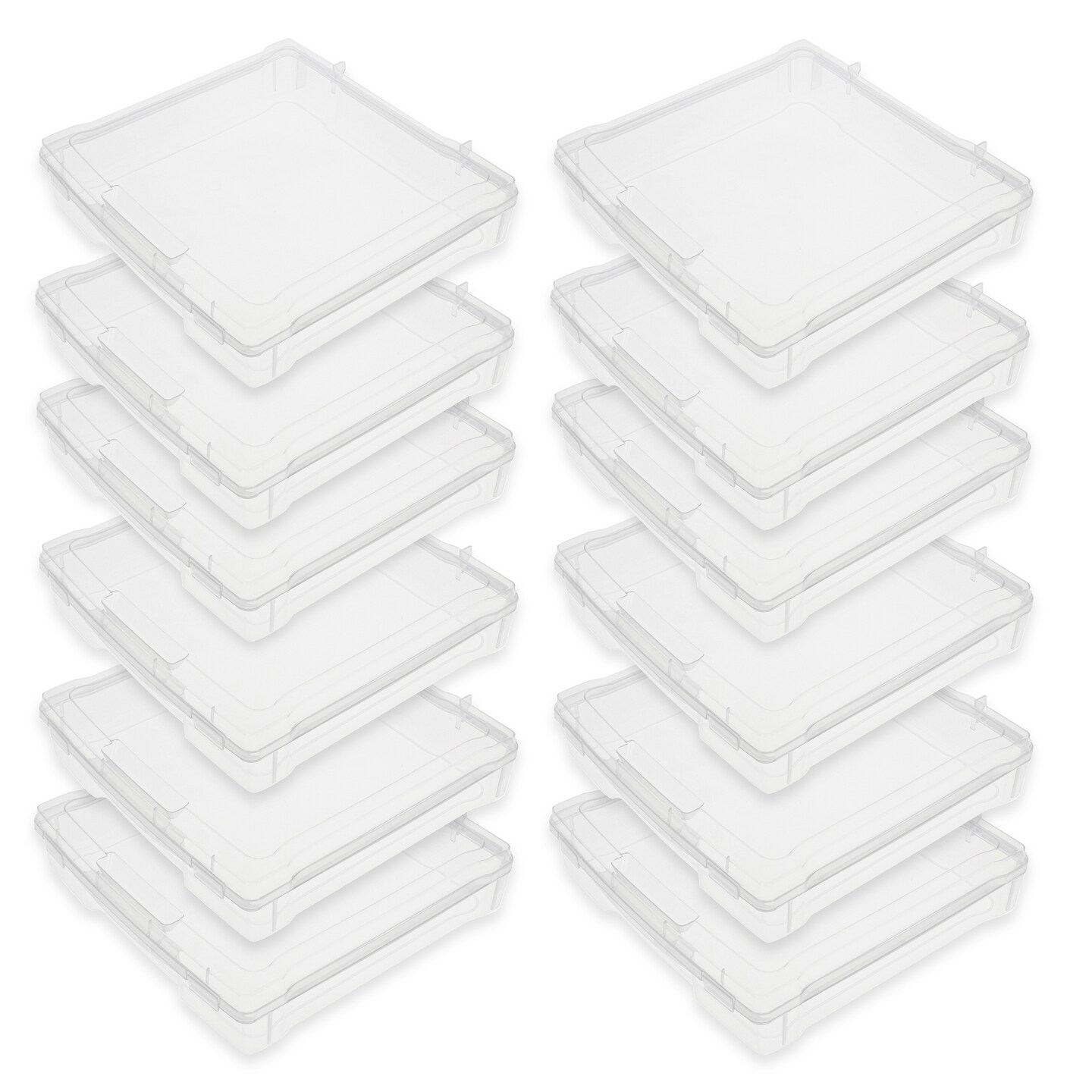 7Penn Plastic Storage Box - 12in x 12in Stackable Scrapbook Paper Storage Bins