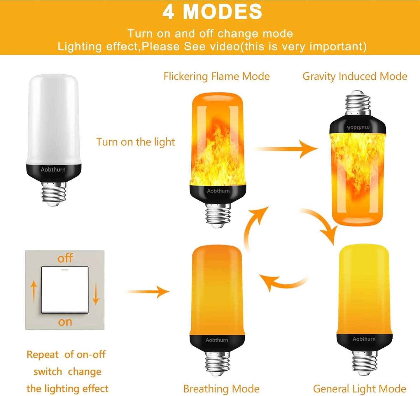 4 Modes LED Flame Effect Light Bulb