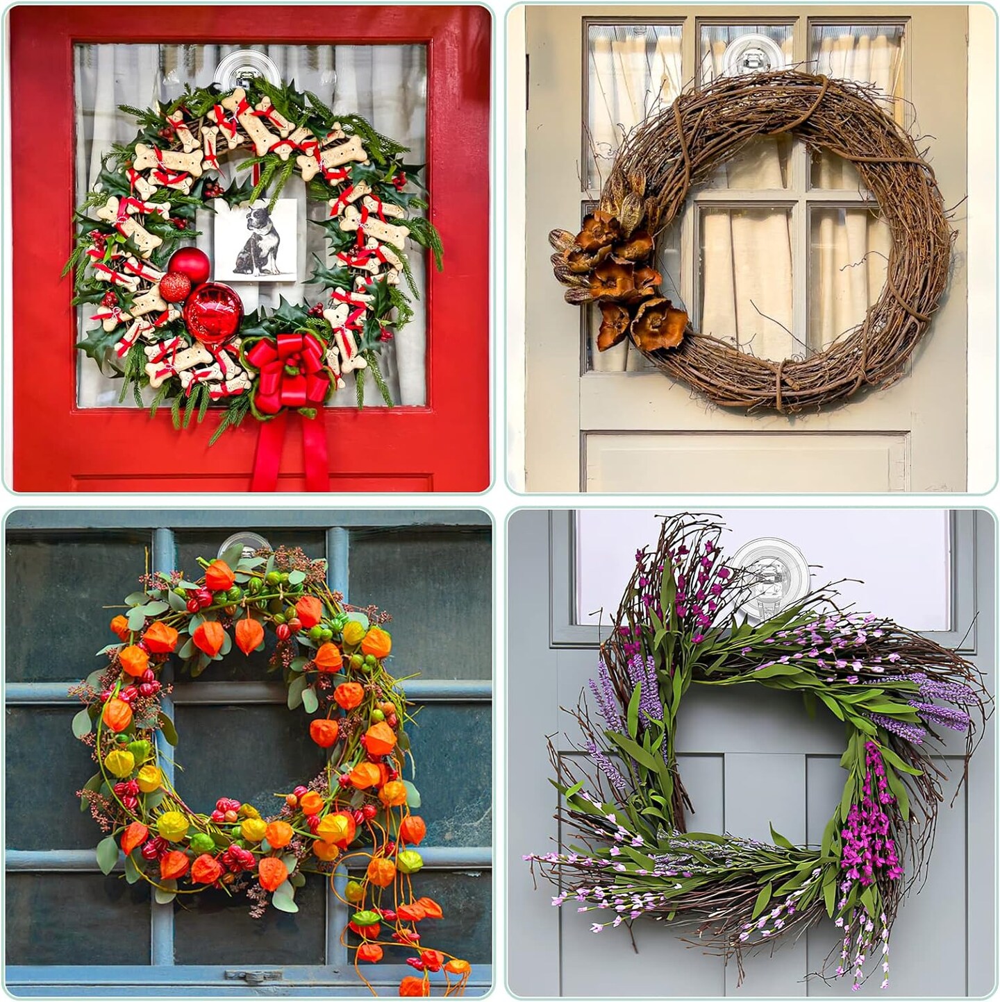 Large Clear Heavy Duty Suction Cup Wreath Hooks