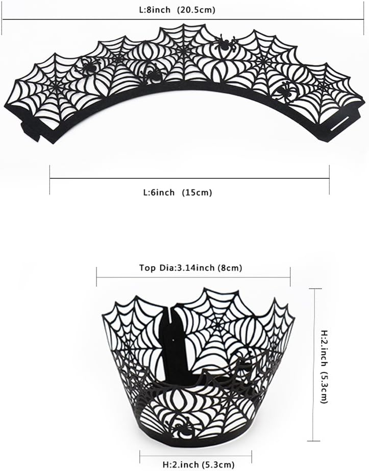 Halloween Cupcake Wrappers,Spider Web Cupcake Wrapper,Halloween Party Decorations Supplies 36Pcs