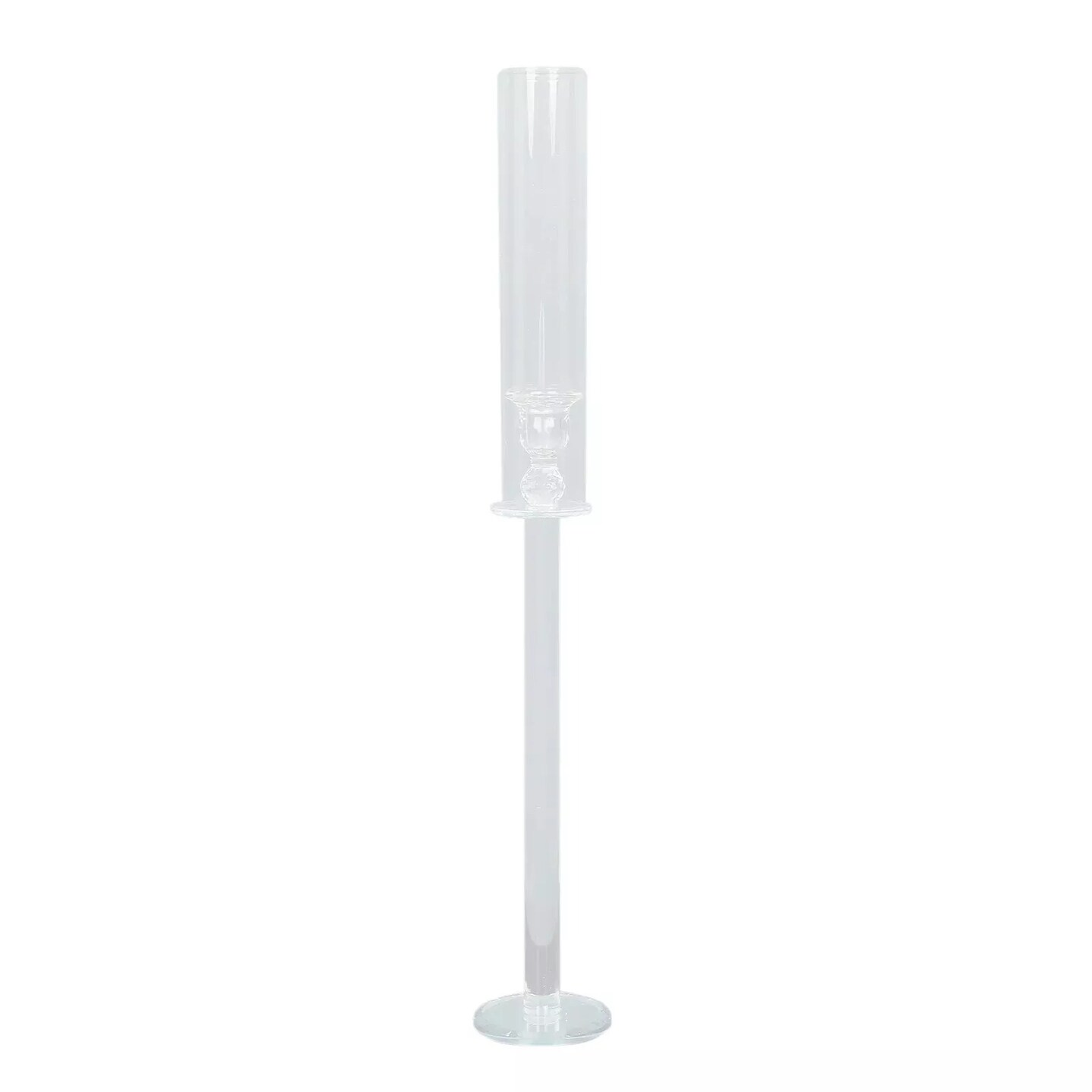 2 Clear 26&#x22; Crystal Hurricane Taper Candle Holders Cylinder Glass Shades Party
