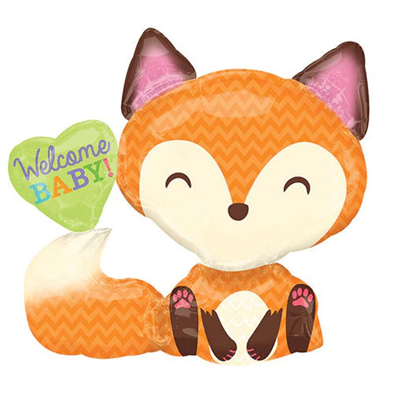 28&#x22; Welcome Baby Fox Balloon Woodland Baby Shower Decor