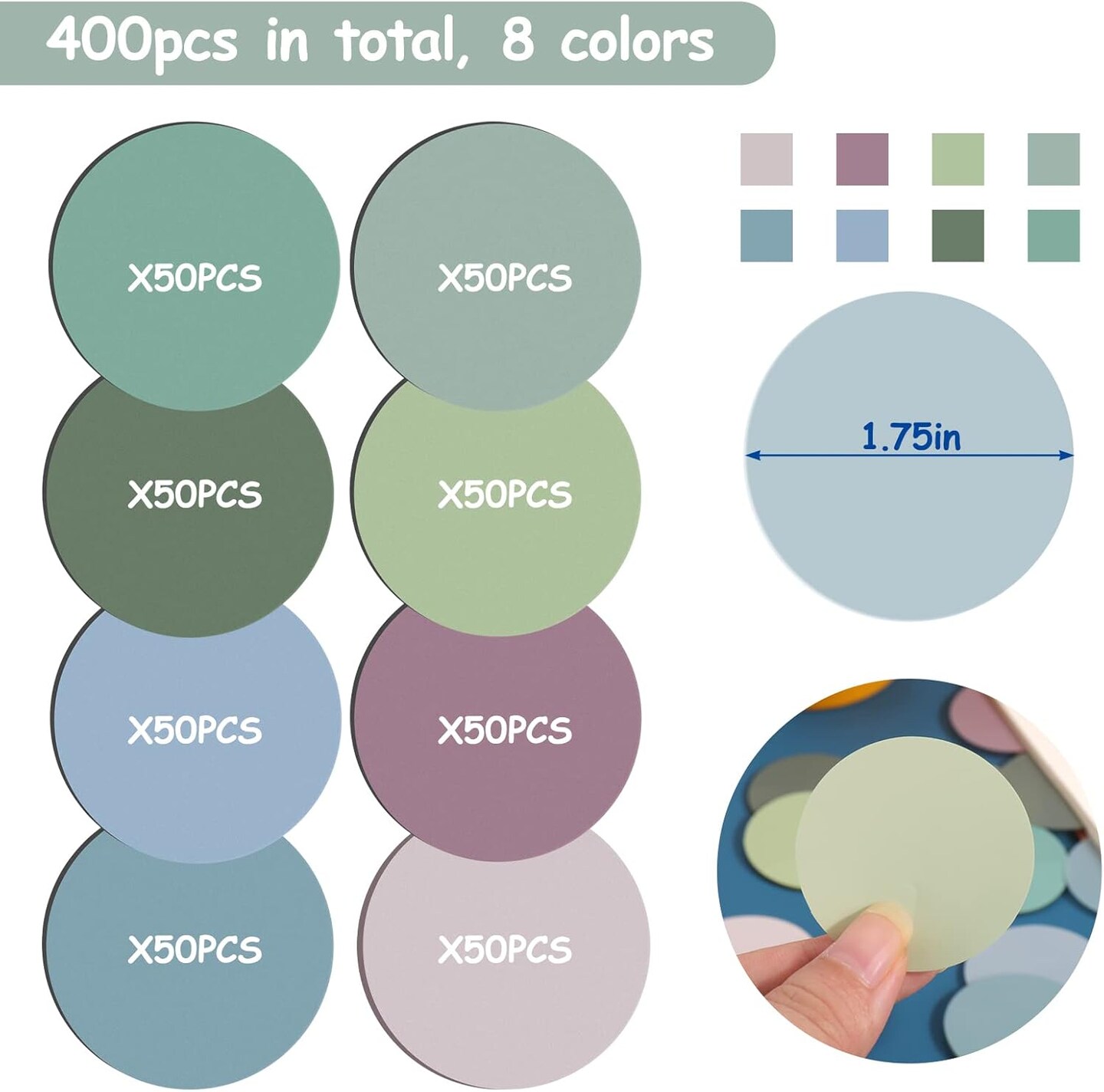 Transparent Sticky Notes, 400Pcs Morandi Cute Round Clear Sticky Tabs, Translucent Book Markers Page Flags Stickers, Bible Journaling Accessories Aesthetic Office School Study Supplies
