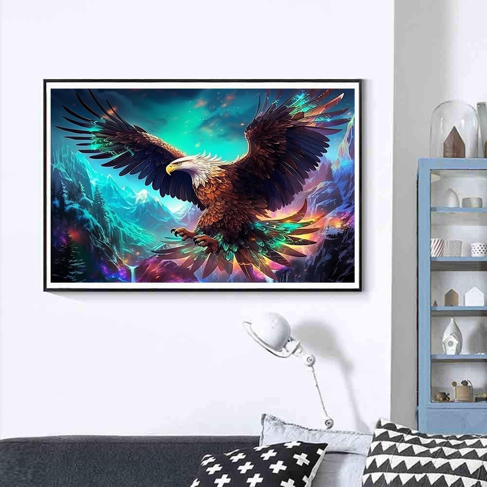 Diamond Painting Kits for Adults, Eagle 5D DIY Diamond Art Kits Full Drill Diamond Dots for Gift Wall Decor and Relaxation Gem Arts 12x16 inch