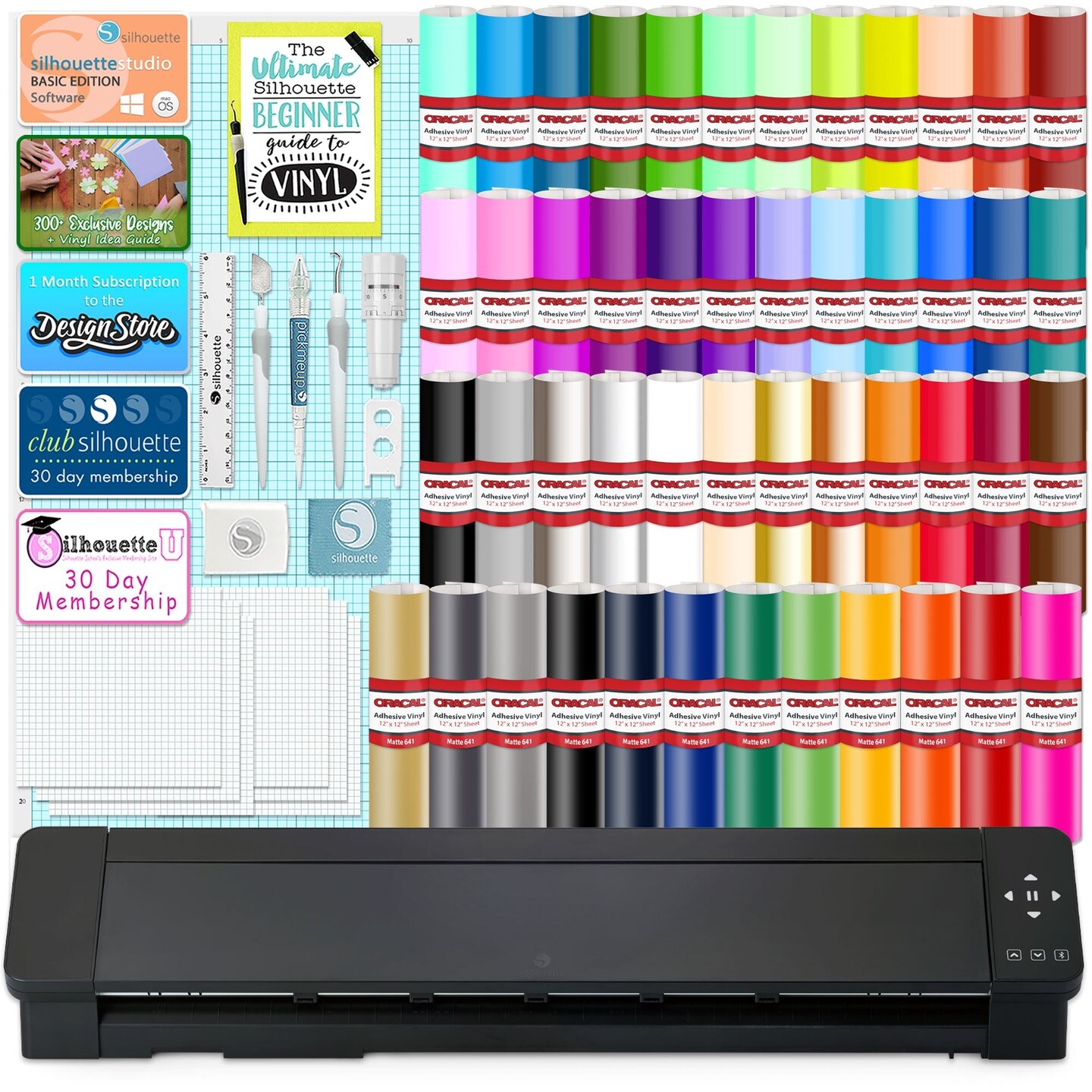 Silhouette Cameo PRO MK-II w/ 64 Oracal Vinyl Sheets, Tools, Guides