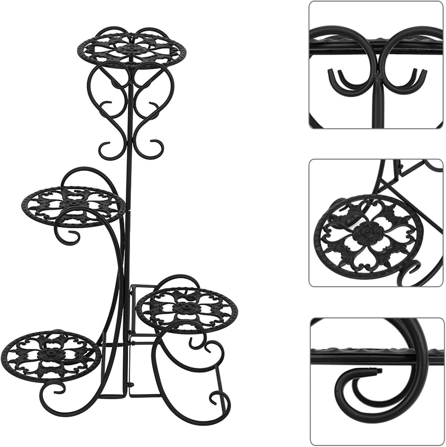 4-Tier Metal Plant Stand with Rounded Shelves