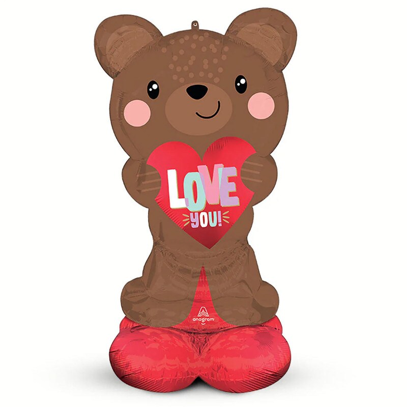 Satin Brown Love Bear AirLoonz 49&#x22; Love Balloon Air Fill or Helium