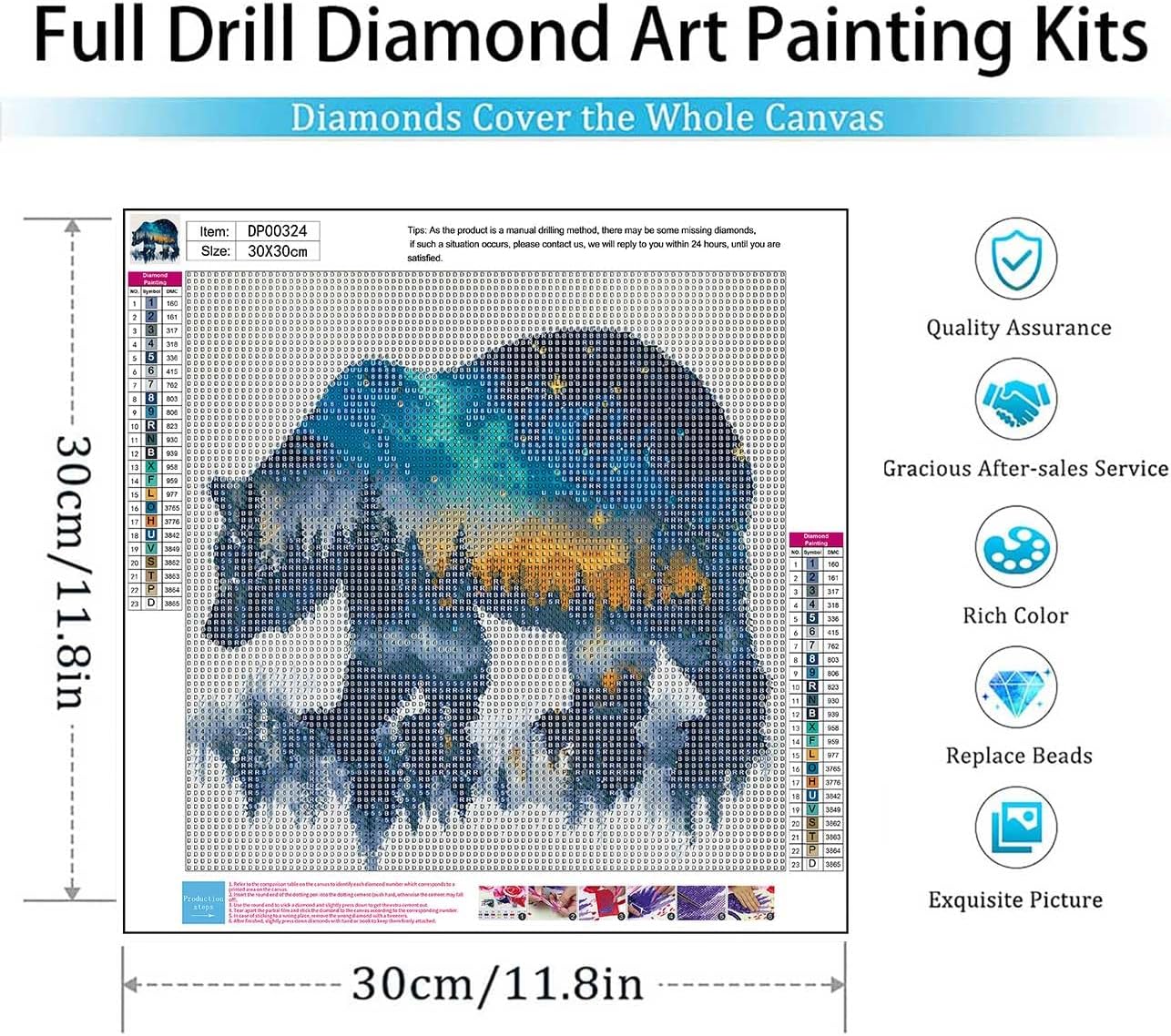 5D Diamond Painting Kit for Adults, Animal Bear Forest Scene, DIY Full Drill Diamond Art, 12x12 Inch