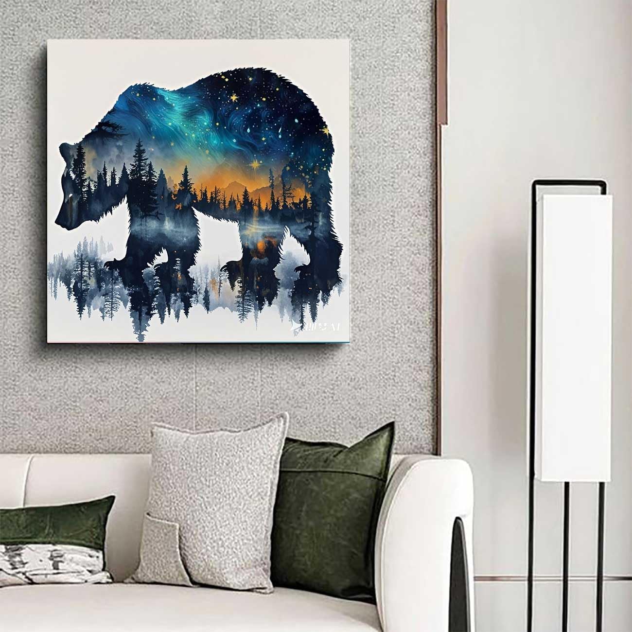 5D Diamond Painting Kit for Adults, Animal Bear Forest Scene, DIY Full Drill Diamond Art, 12x12 Inch