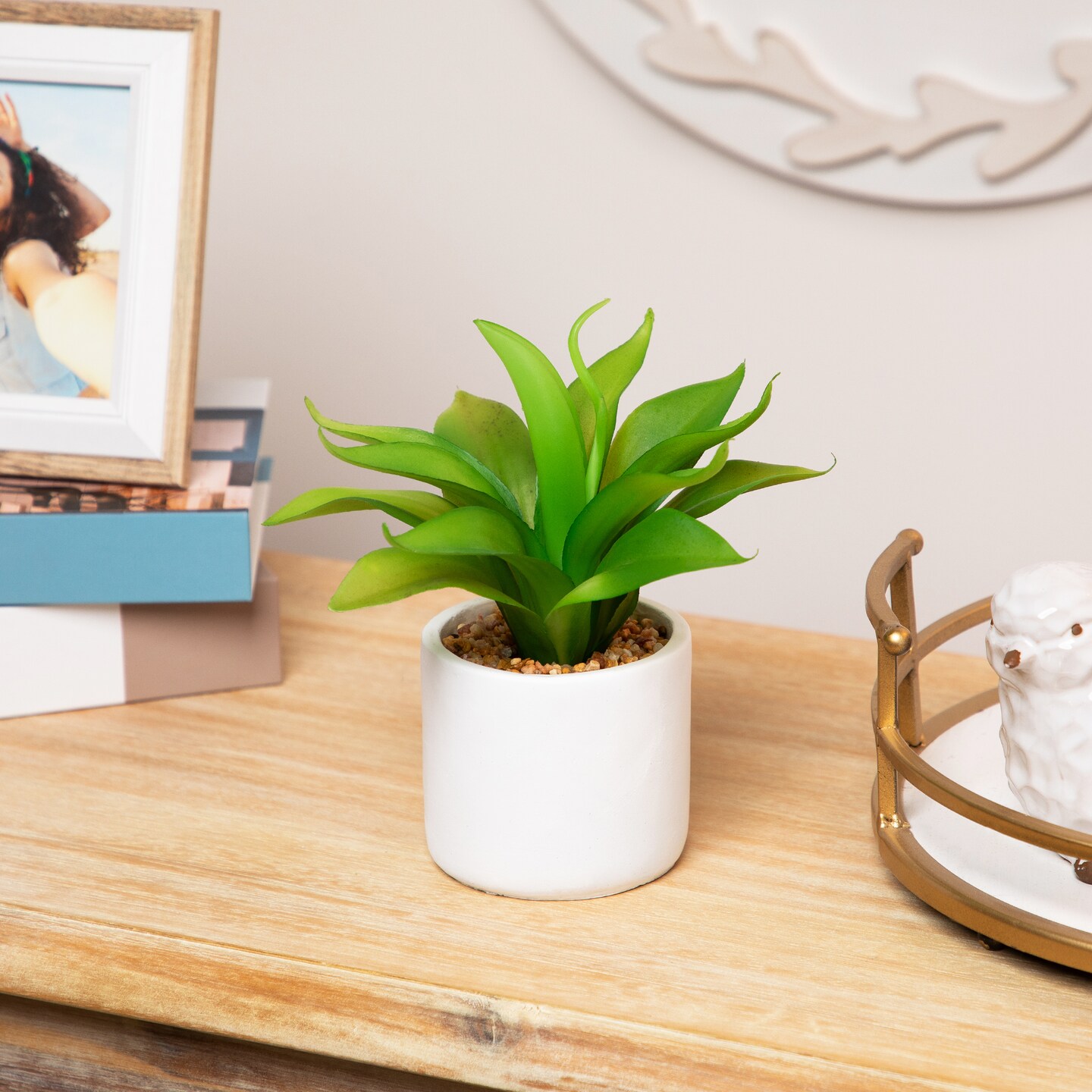 Northlight Artificial Mini Foxtail Agave Plant in a White Pot - 8"