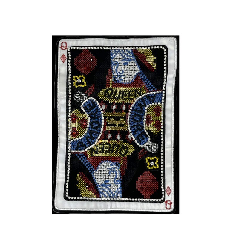 B Queen Sequin Beads & Rhinestone Patch Velvet Applique