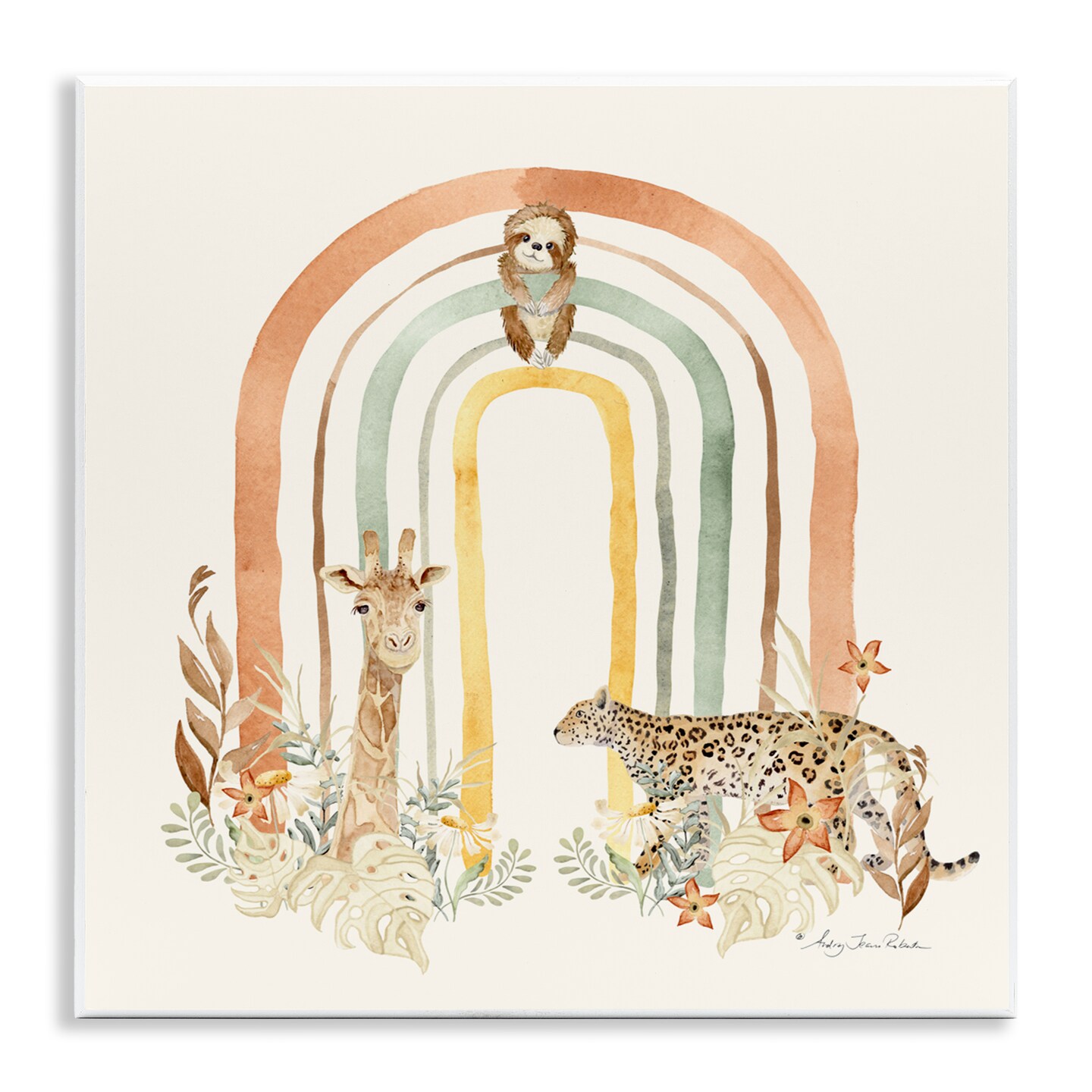 Stupell Industries Jungle Animals Soft Rainbow Wall Plaque, design by Audrey Jeanne Roberts