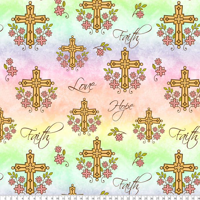 Christian Crosses Anti-Pill Fleece Fabric | By The Yard