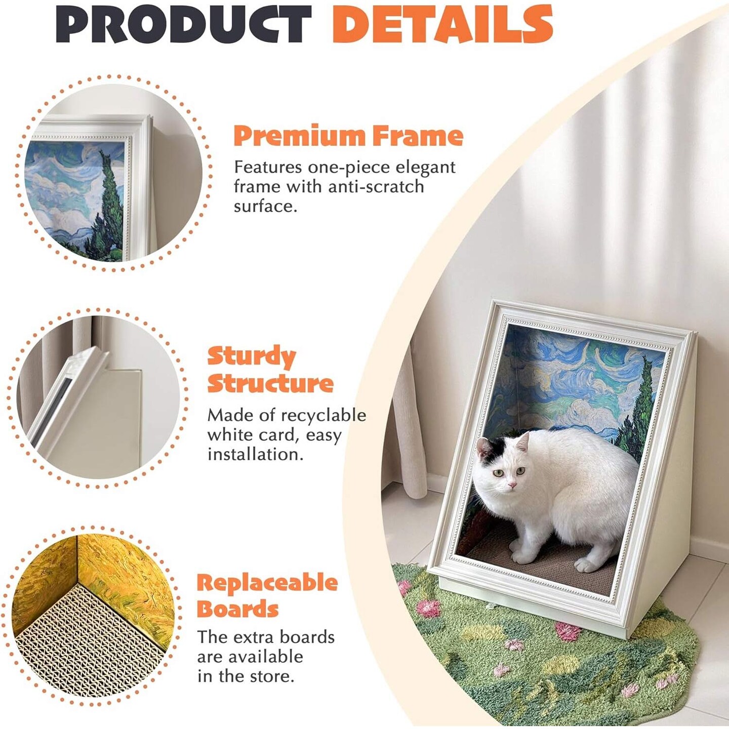 Art Frame Cat Scratch House Oil Painting Cardboard Cat Cave Indoor Scratcher 16.92&#x22;x12.60&#x22;x20.86&#x22;