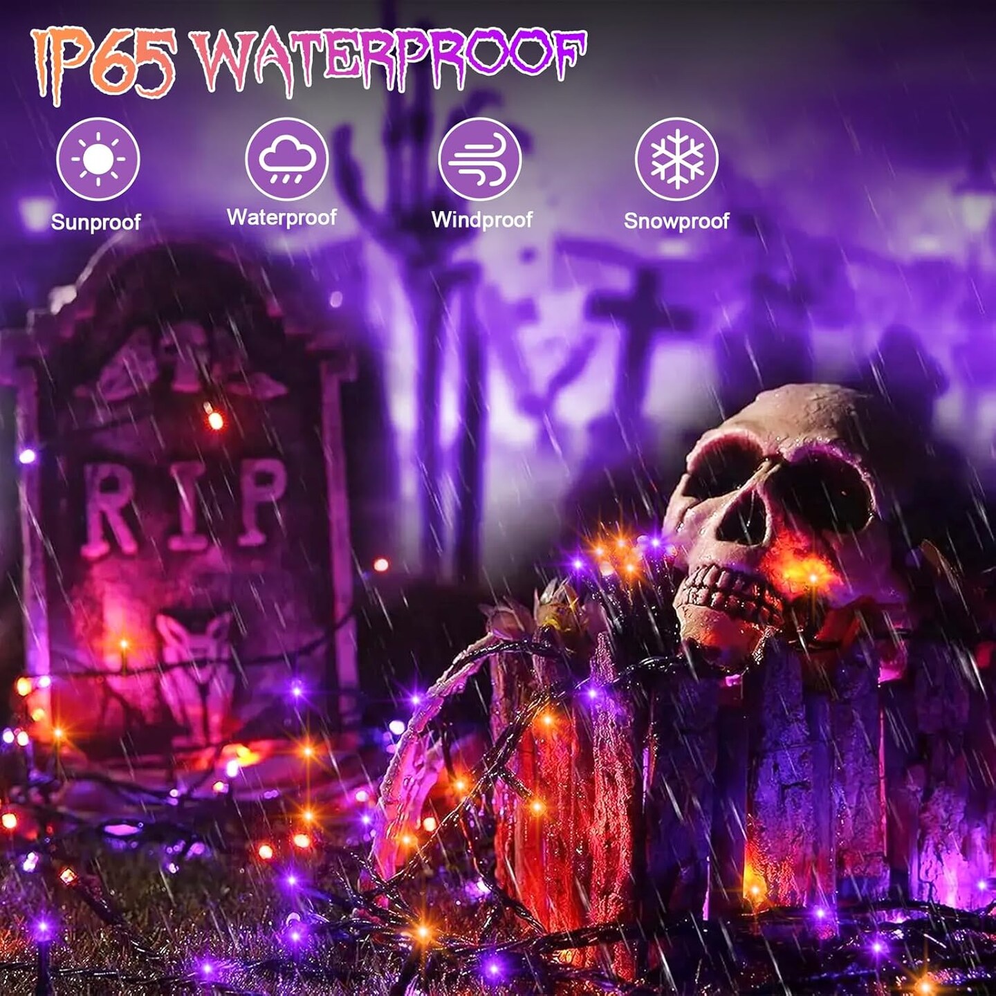 4 Pack Orange Purple Halloween String Lights (&#x9;Purple &#x26; Orange String Lights)