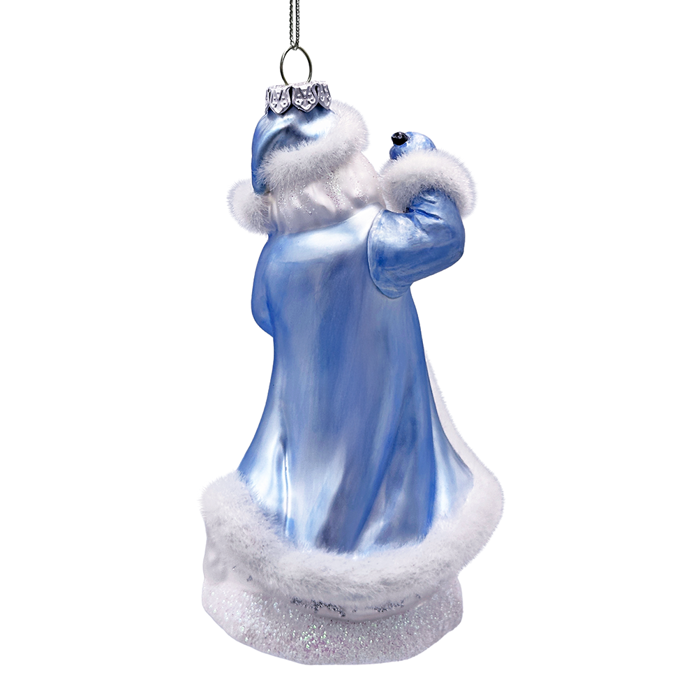 Polar Whisperer Santa Glass Christmas Ornament, Arctic Polar Bear, Wolf, and Bunny Rabbit