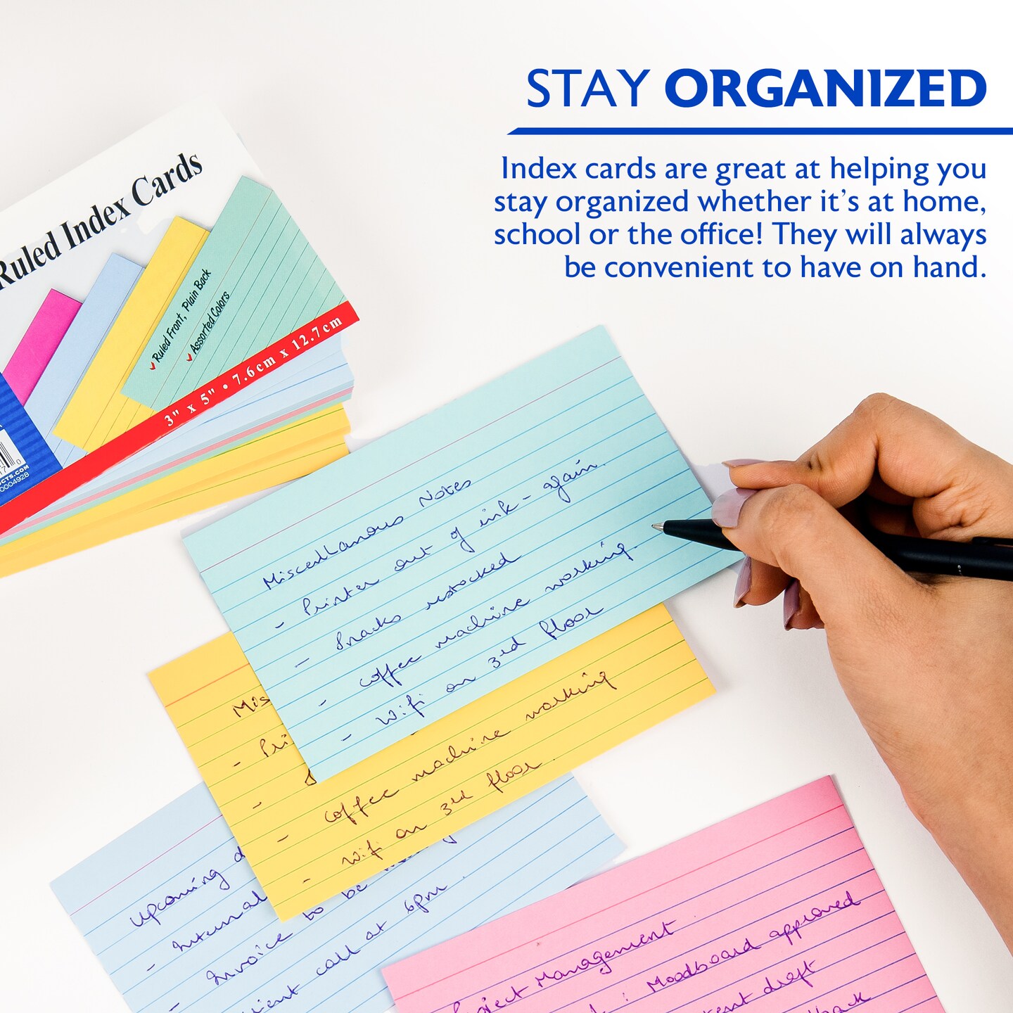 BAZIC Ruled Colored Index Card 3&#x22; X 5&#x22; 100 Ct.