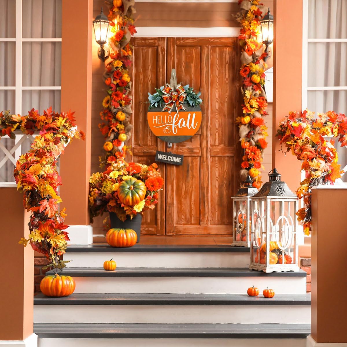 Hello Fall Wreath Door Sign(&#x9;Hello Fall)