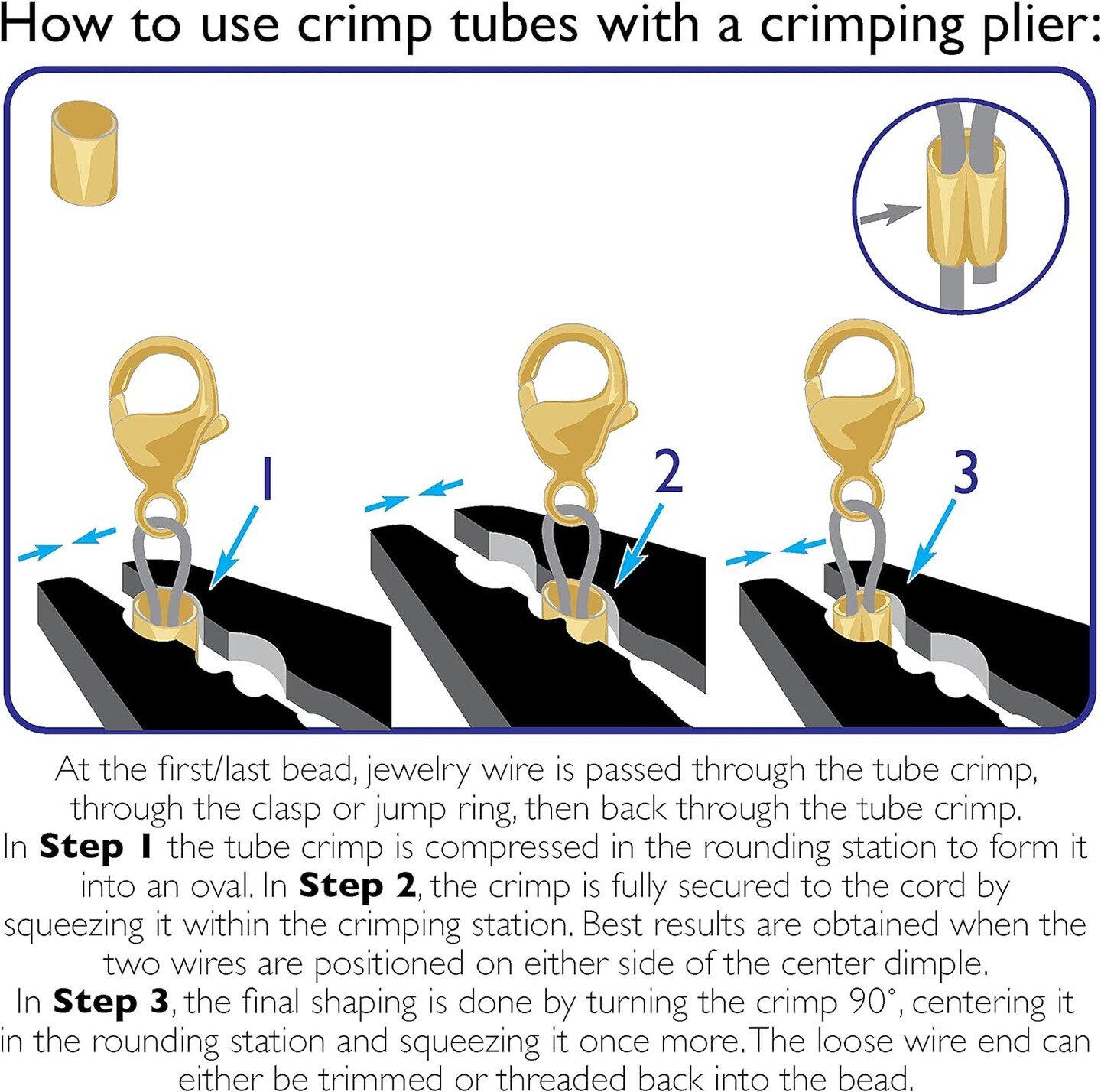 The Beadsmith Tube Crimp Beads, 1.5 x 1.5mm, 100 Pieces, Black Oxide Color, Uniform Cylindrical Shape, No Sharp Edges, Designed to Secure The Ends of Jewelry Stringing Wires and Cables
