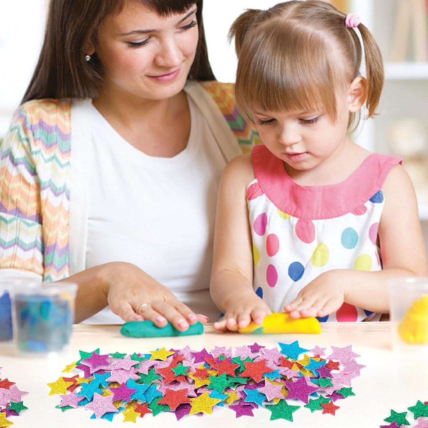 540pcs Foam Star Stickers, Colorful Self Adhesive Glitter Star Stickers, Sparkle Small Star Stickers for Arts Craft Supplies, Home Decoration,