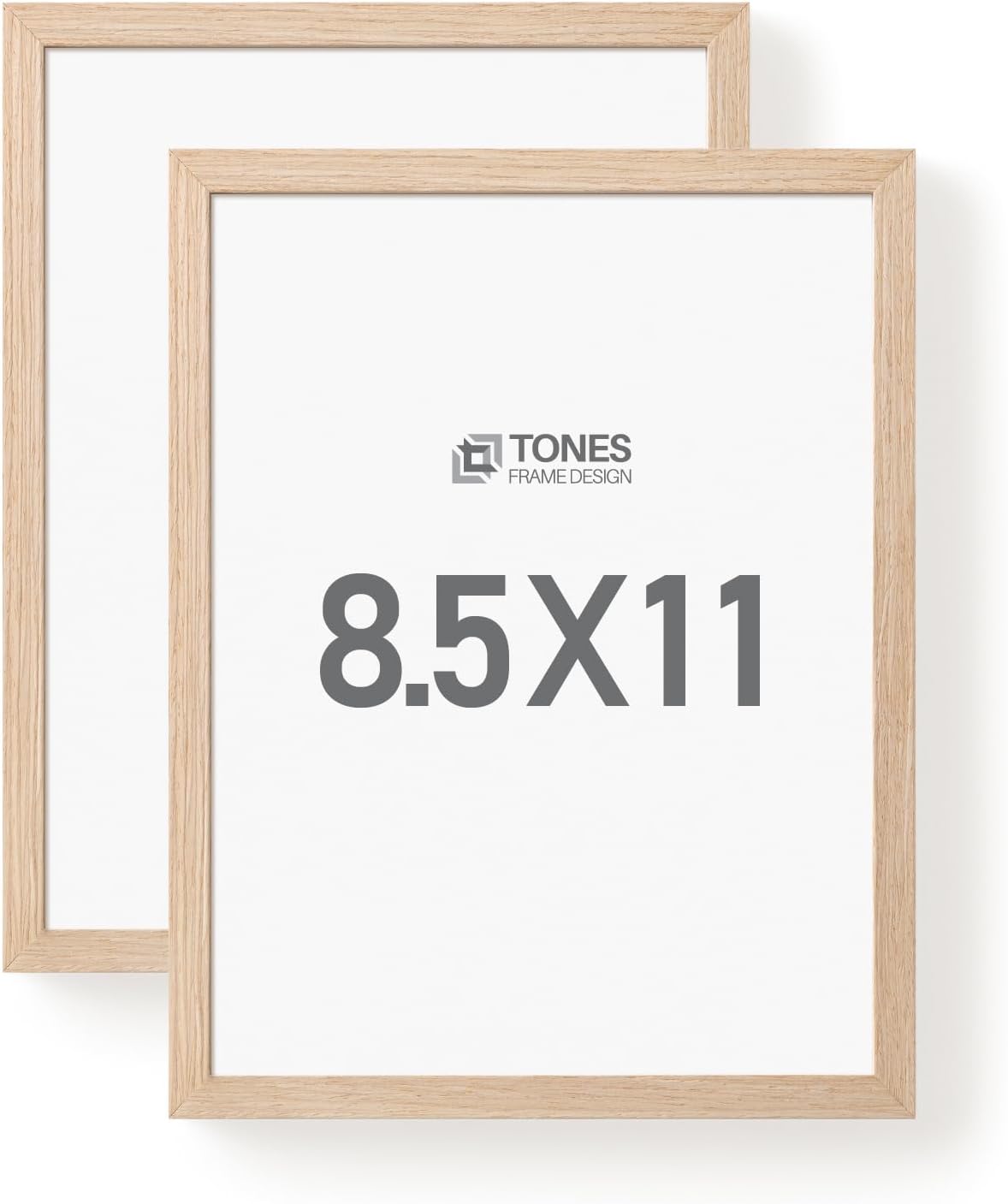 8.5 x 11 Picture frame, Set of 2 Photo Frame, Certificate Frame with Clear Plexiglass, Diploma Frame for Wall and Tabletop Horizontal or Vertical Display (Natural)