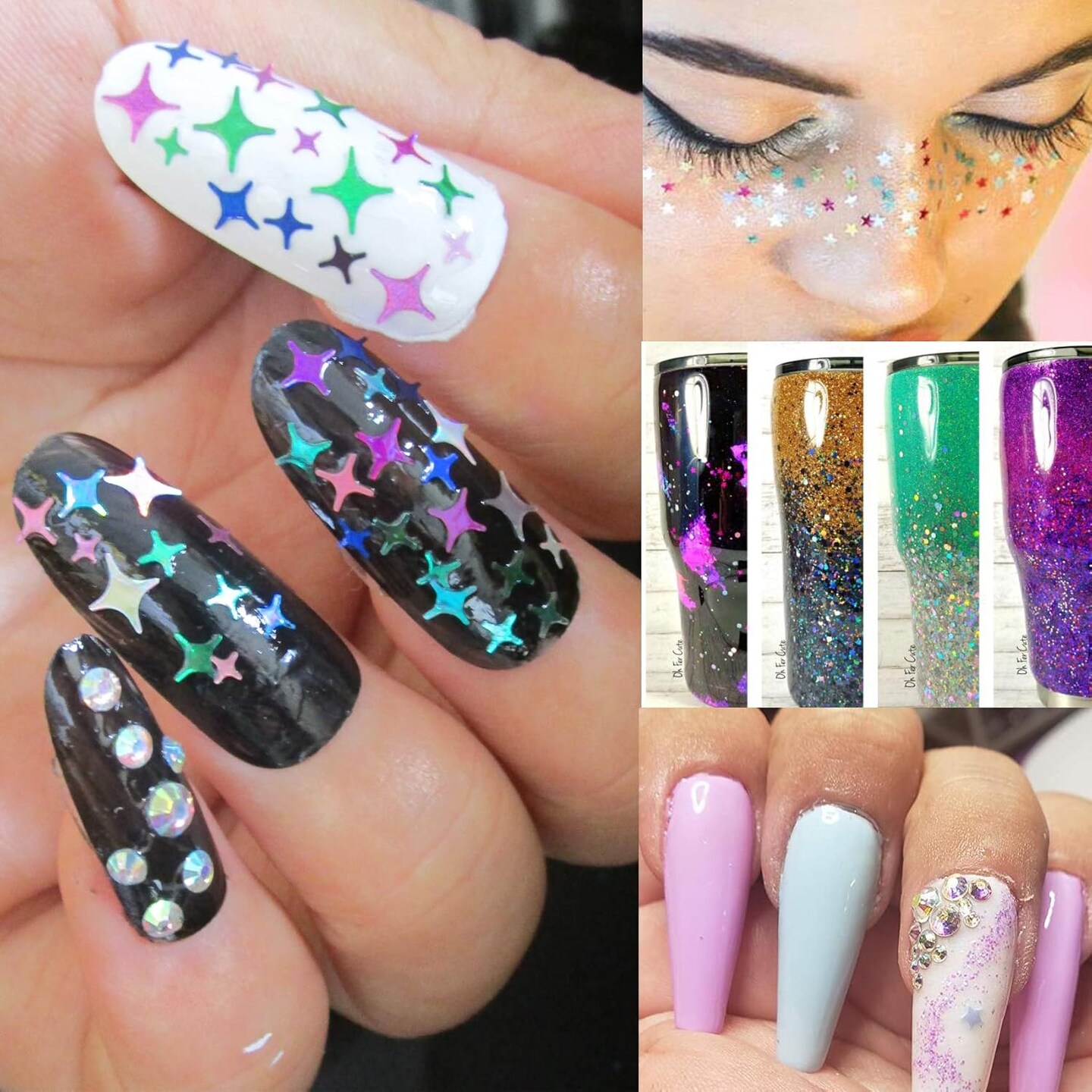 60g Holographic Star Chunky Glitter Flakes Sparkles Iridescent Stars Shapes Nail Sequins Epoxy Resin Accessories Crafts Supplies Makeup Nails Decorations