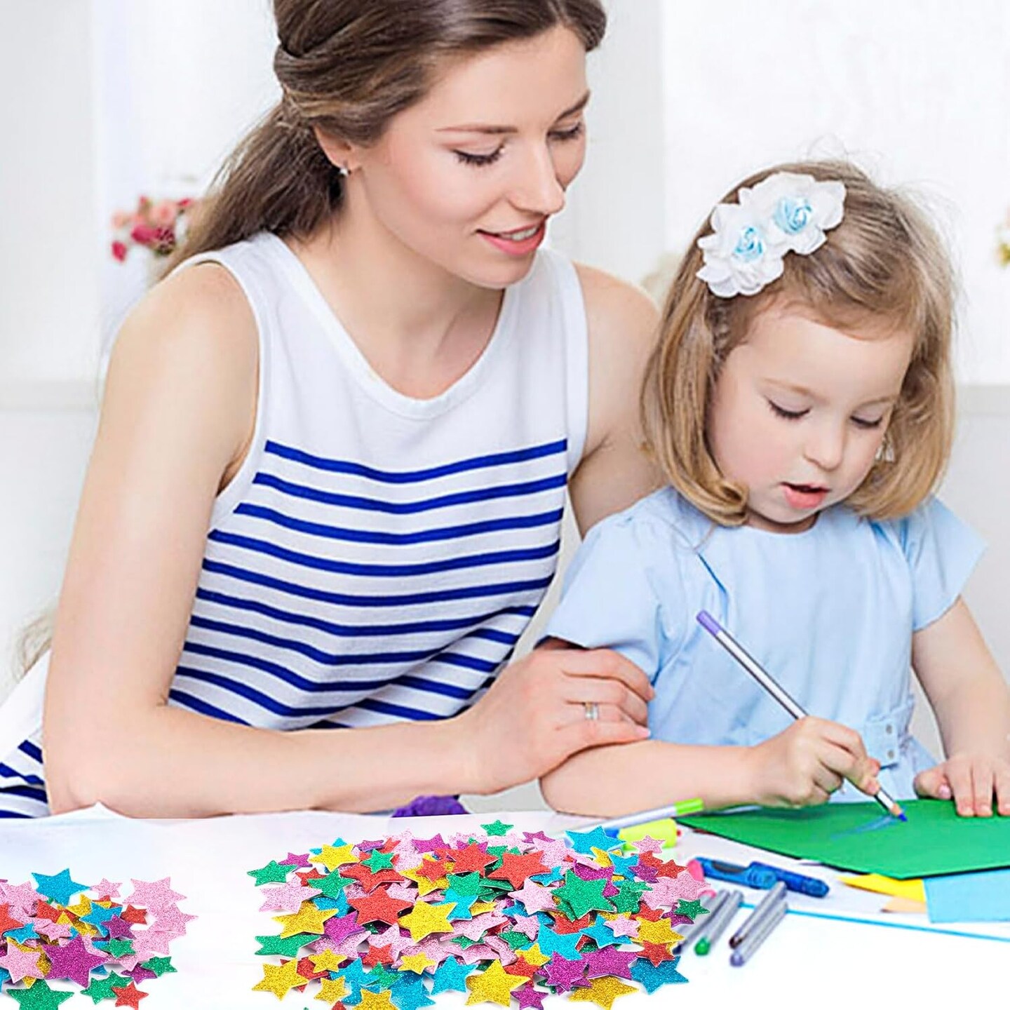 540pcs Foam Star Stickers, Colorful Self Adhesive Glitter Star Stickers, Sparkle Small Star Stickers for Arts Craft Supplies, Home Decoration,