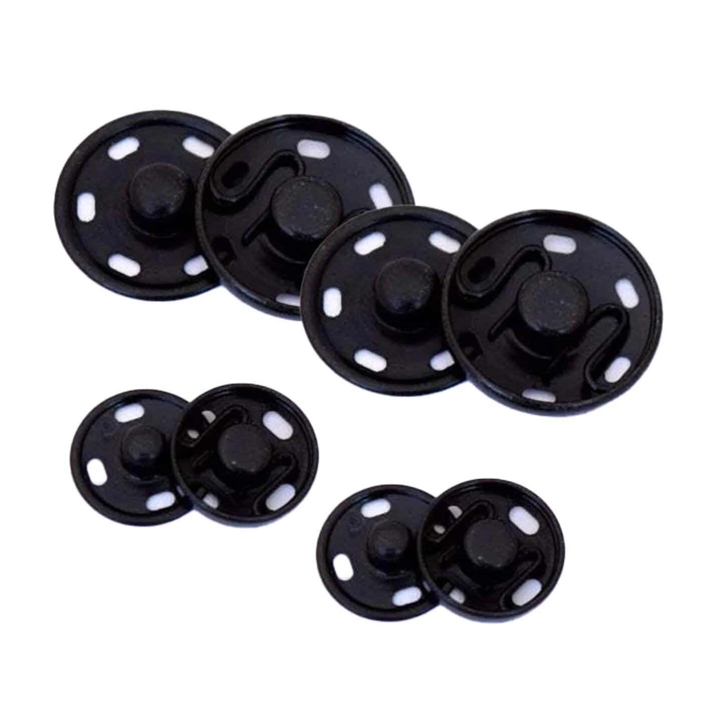12 Pieces Black Sew On Metal Snap Buttons Two-Part Closure 5/16 Inch