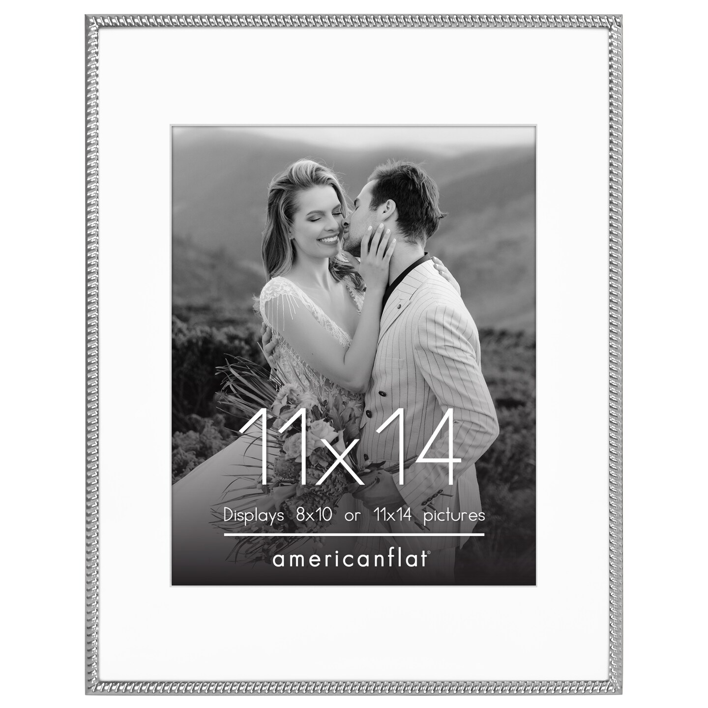 Americanflat Picture Frame with Mat & Rope-Style Textured Detailing and Shatter-Resistant Glass - Use With or Without the included Mat - Elegant Bamboo Frames for Tabletop or Wall