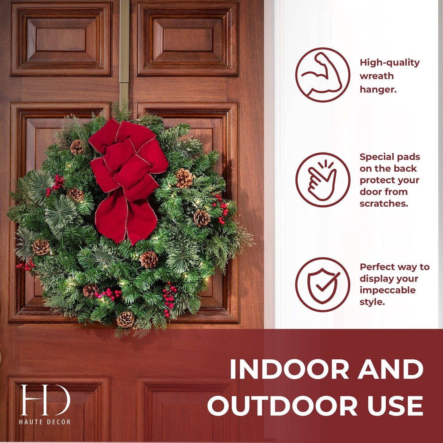 Haute Decor Adapt Adjustable Wreath Hanger, Top & Length Adjustable