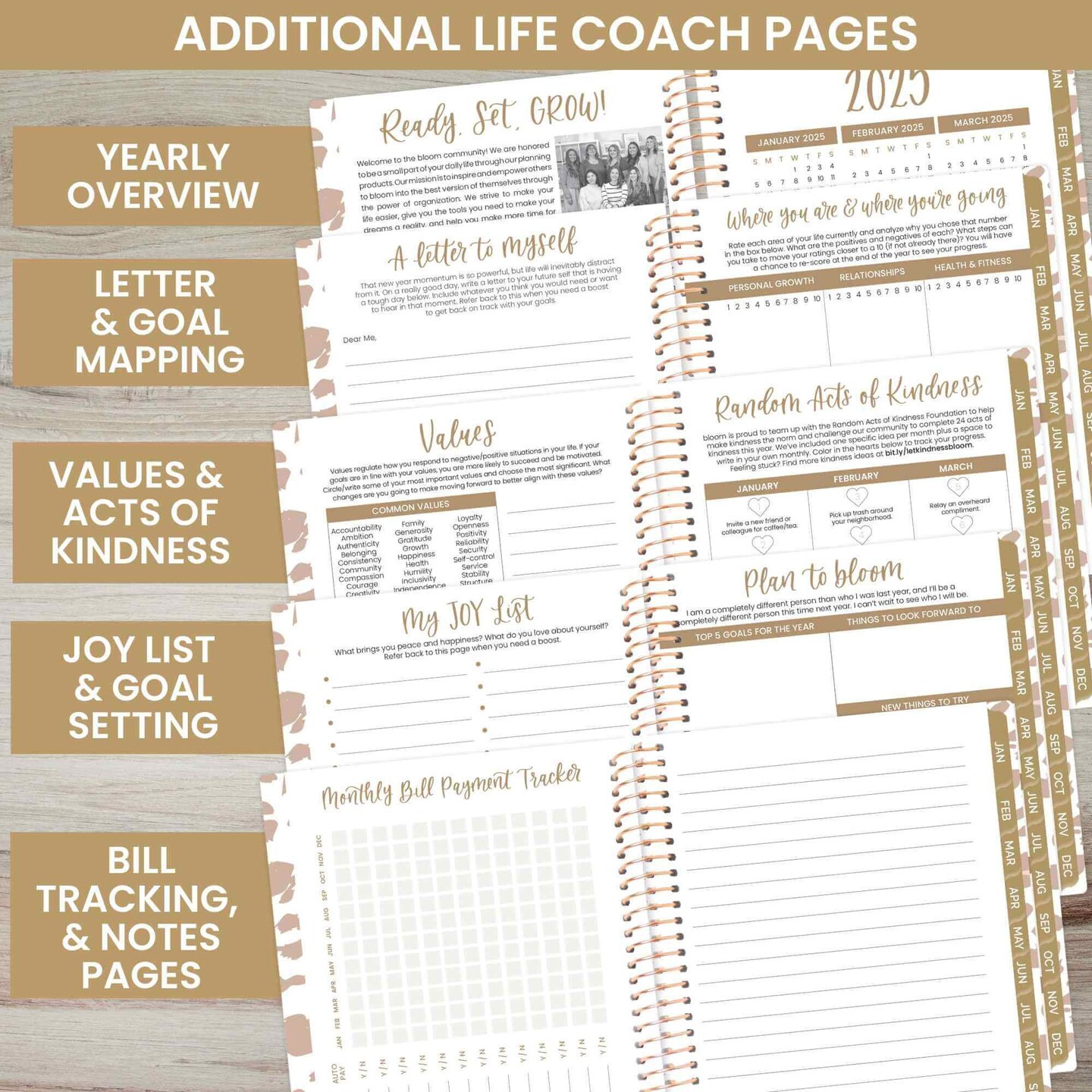 bloom daily planners 2025 Soft Cover Planner, 4&#x22; x 6&#x22;, Tan Leopard