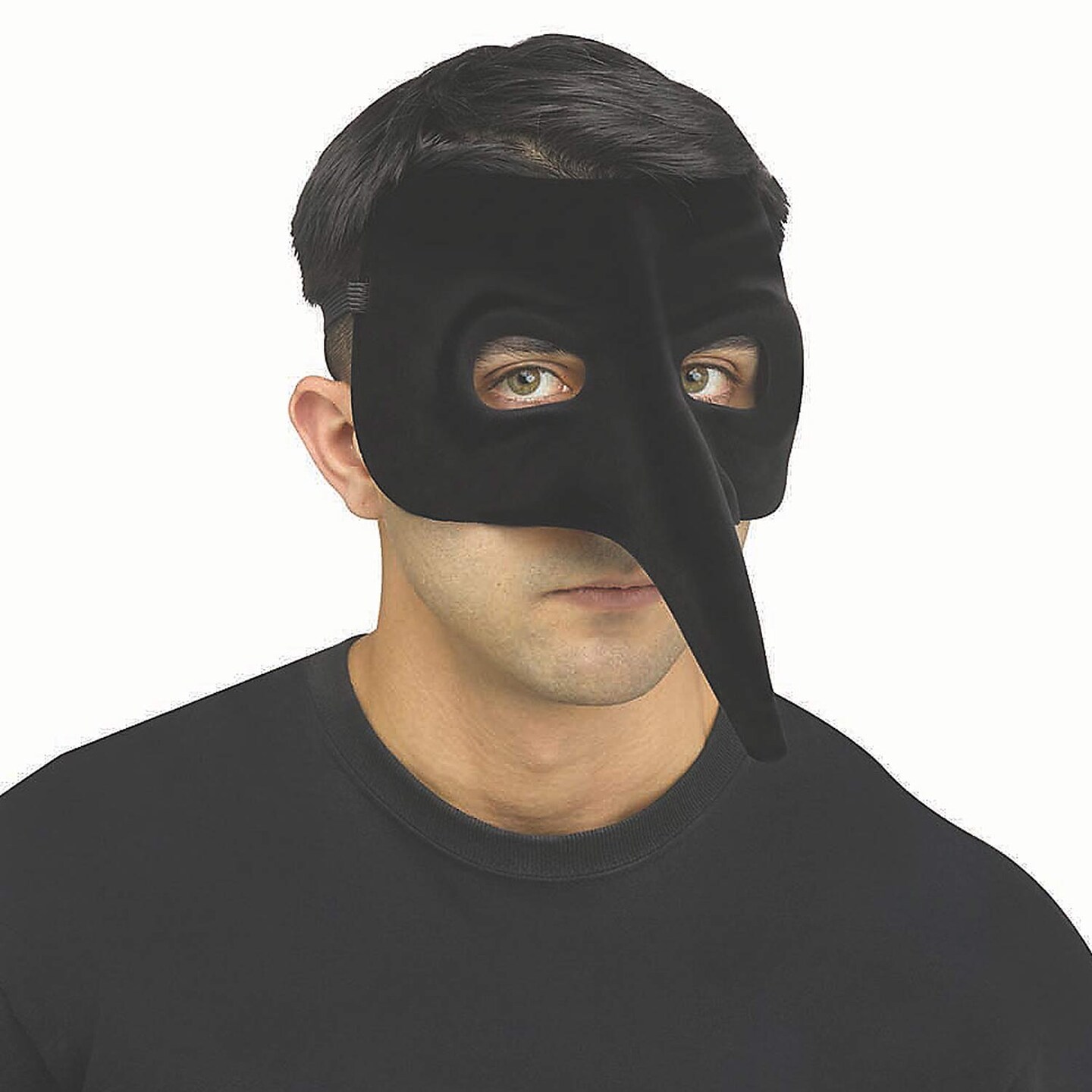 Adults Black Velvet Venetian Raven Half Mask One Size