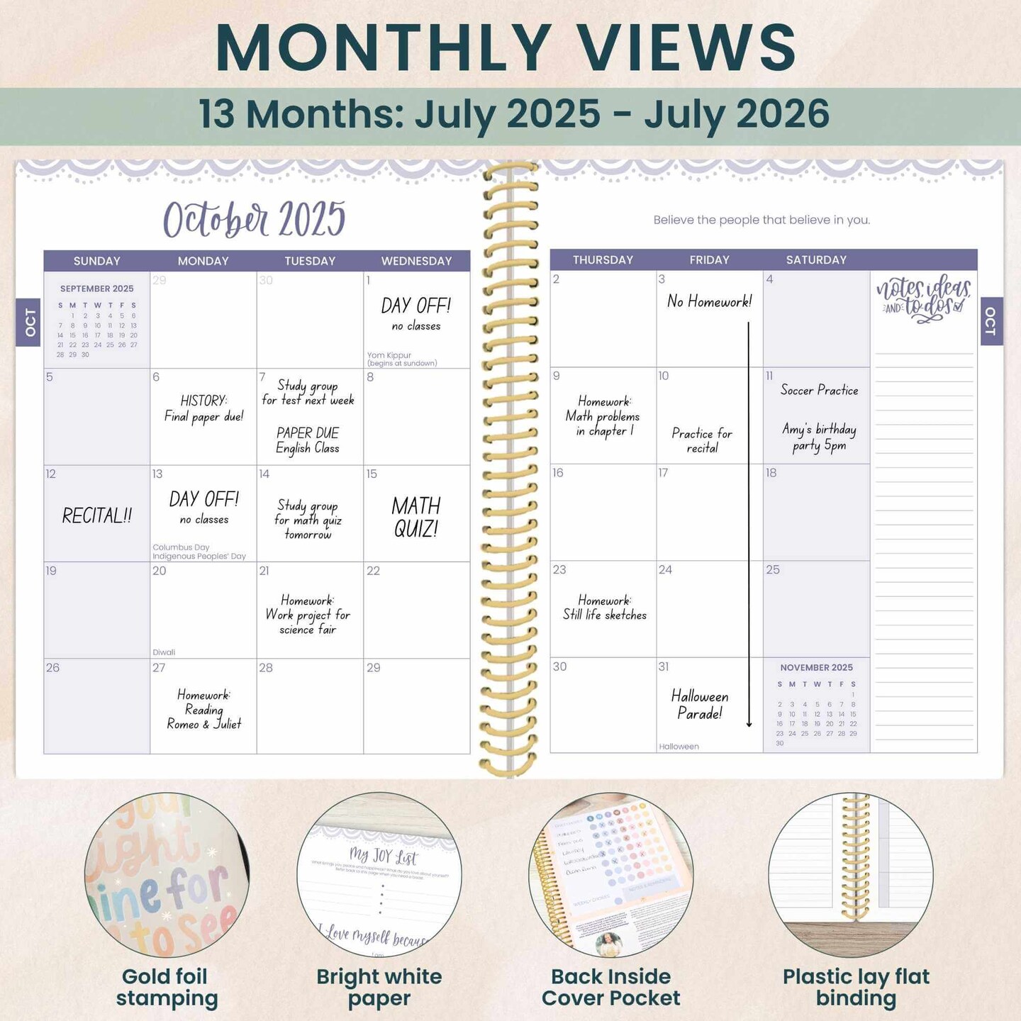 bloom daily planners 2025-26 Academic Soft Cover Daisy Student Planner, 7&#x22; x 9&#x22;, Let Your Light Shine