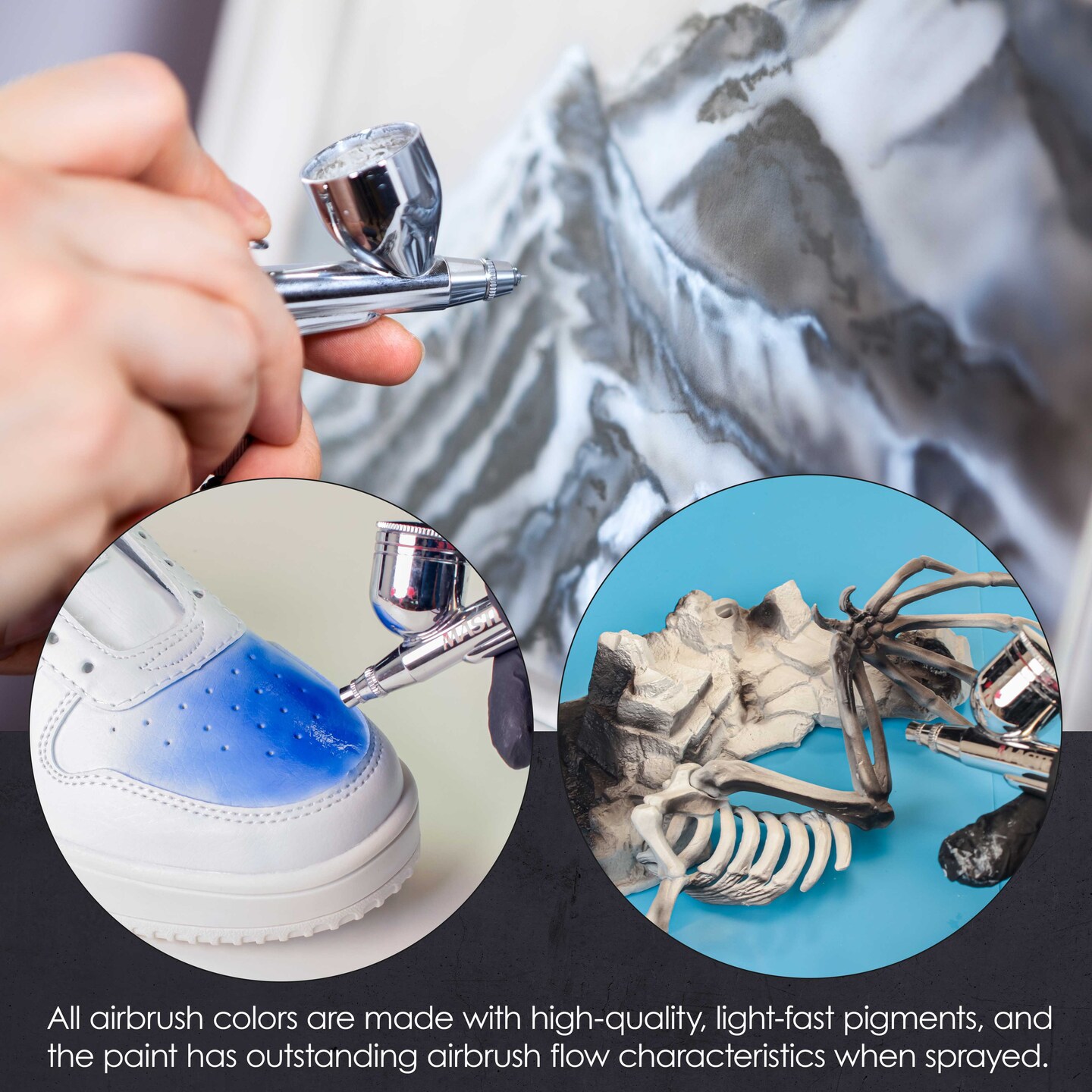 Airbrush Paint Set - 12 Color Primary Opaque with Reducer &#x26; Cleaner, Ready to Spray Air brush Paint, 1-Ounce Water-Based Acrylic for Painting Metal, Plastic Models, Canvas, Wood