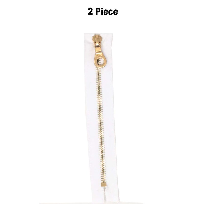 6MM One-Way Zipper &#x2013; White, Black, or Brown Tape with Metal Teeth