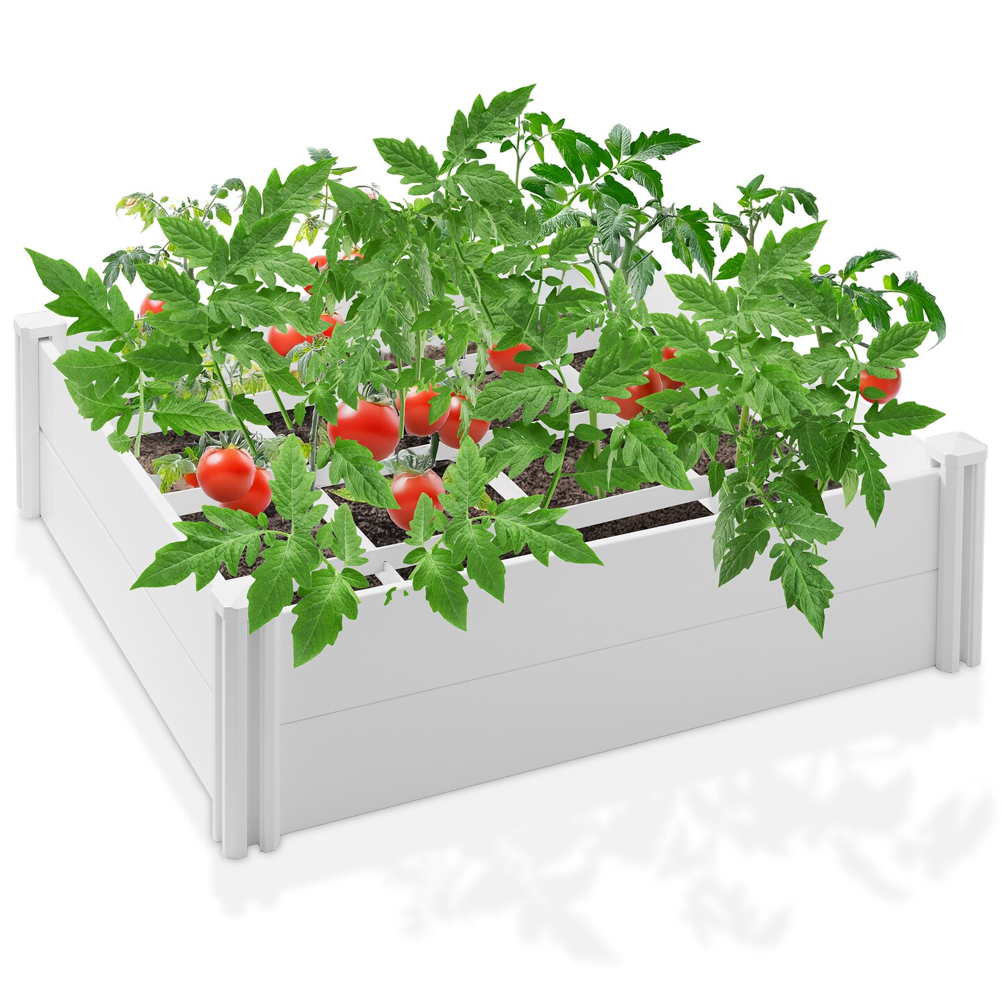 Casafield White Vinyl Raised Garden Bed, Outdoor Above Ground Garden Planter Box for Flowers, Vegetables, and Gardening