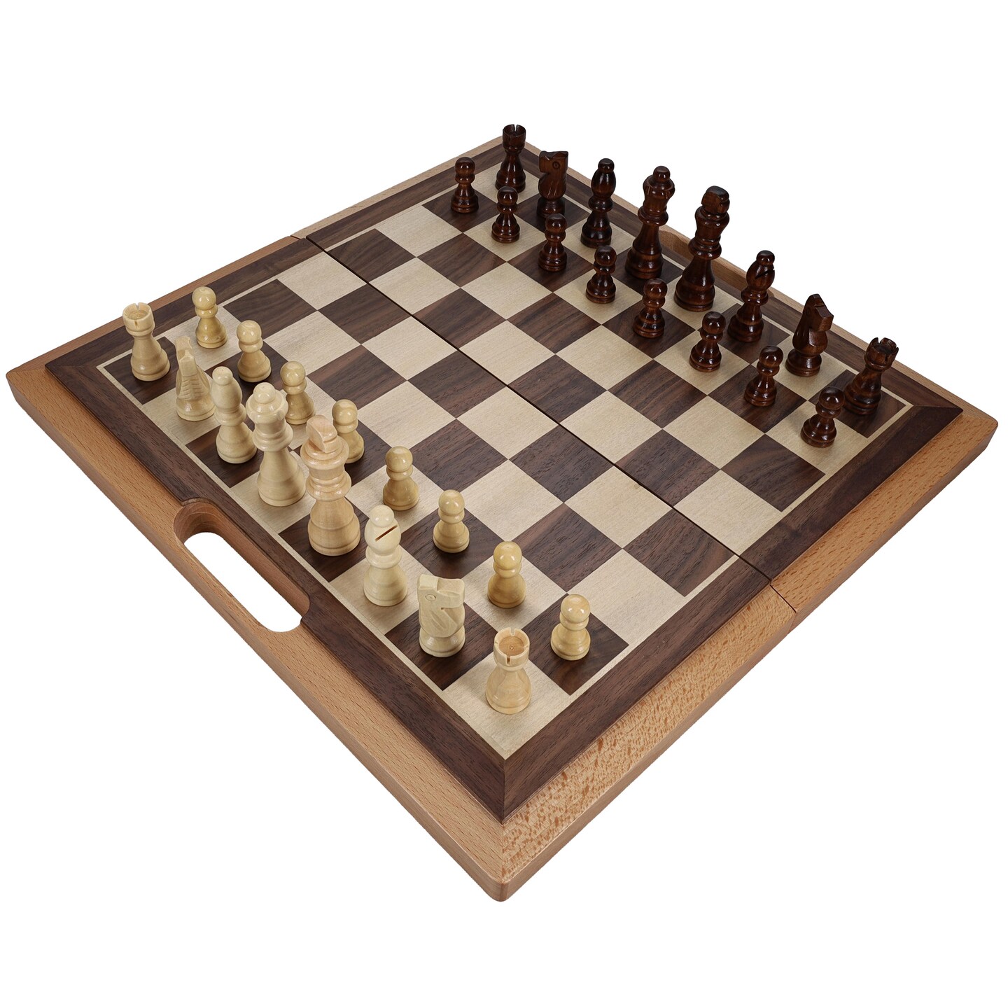 WE Games Folding Wood Travel Chess Set - 16 in. Board, 3 in. King