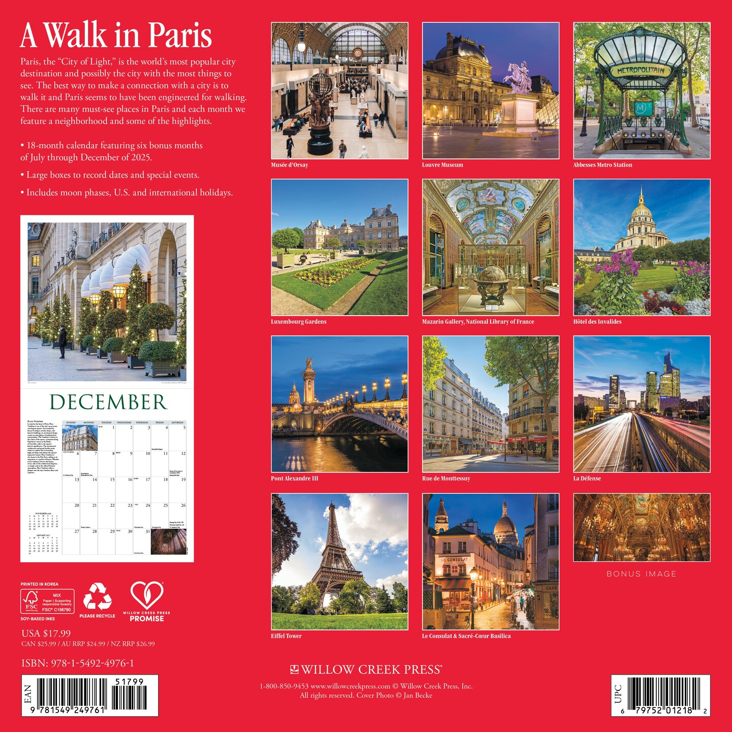 A Walk in Paris 2026 Wall Calendar