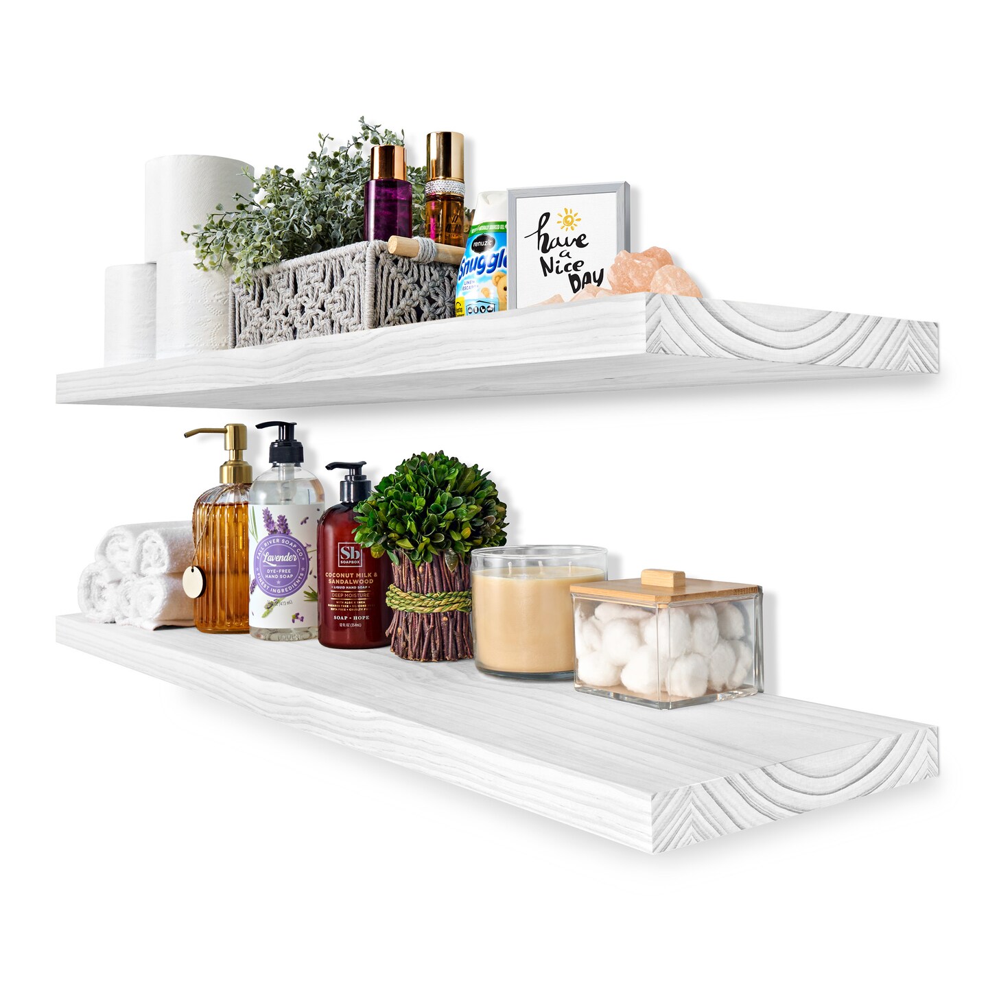 Sorbus Wood Floating Shelves for Wall - 35&#x201D; Solid Wood Wall Shelves for Bathroom Decor, Books, Bedroom &#x26; Living Room - Set of 2 Black Wall Mounted Kitchen Shelves - Durable 100% Premium Solid Pine