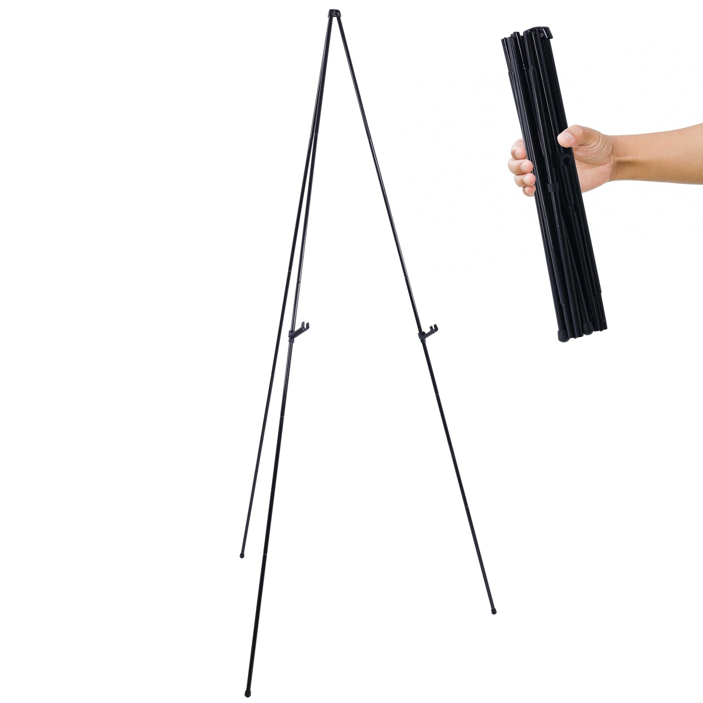 63&#x22; High Metal Folding Display Easel - Adjustable Height, Instantly Collapses, Holds 5 lbs - Portable Art Easel Stand - For Sign, Poster, Canvas, Painting, Picture Display