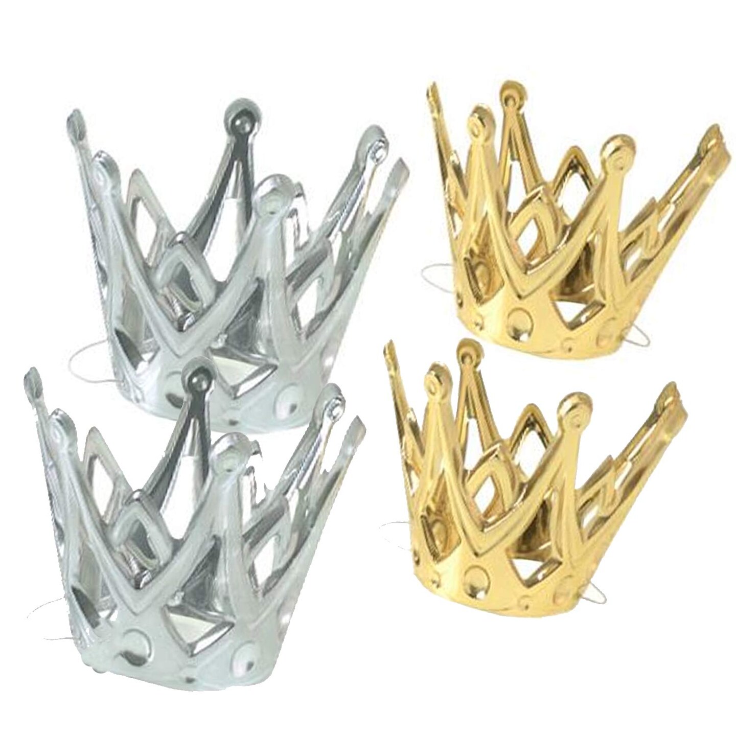 Miniature Crowns Metallic Silver &#x26; Gold 12 Units