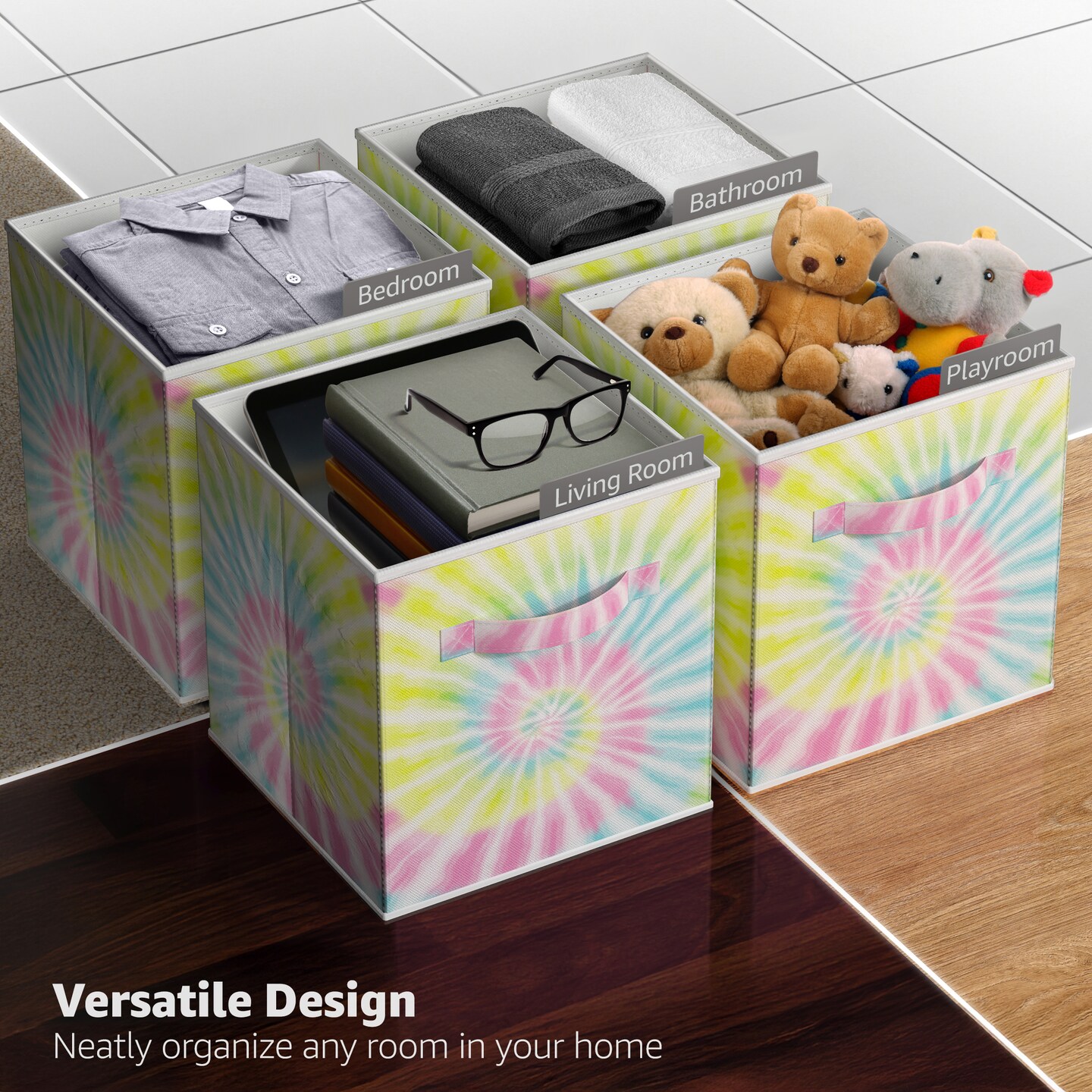 Sorbus Fabric Collapsible Cube Storage Bins Set (6 Pack), Color
