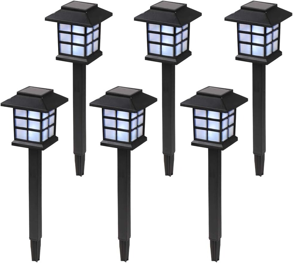 6pcs White LED Solar Lantern Torch Lights Garden Landscaping