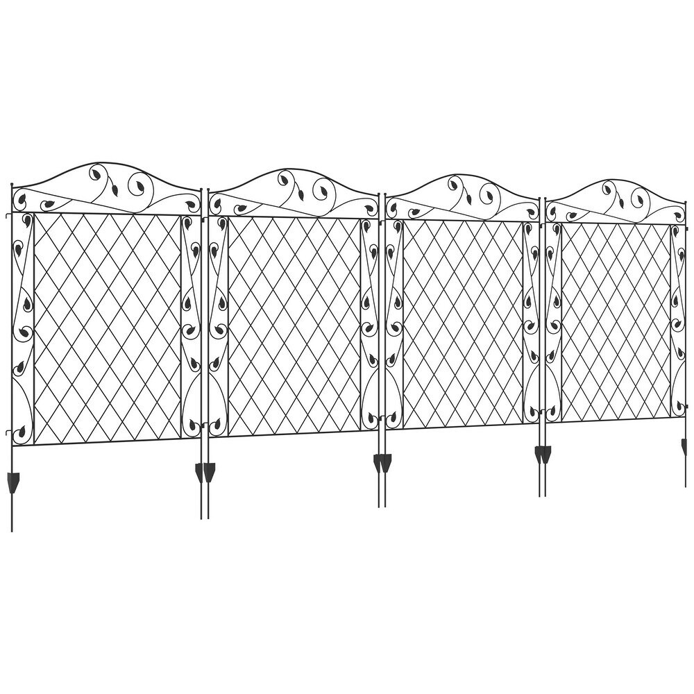4-Pack Metal Garden Fence Panels 11.5&#x27; Rust-Resistant