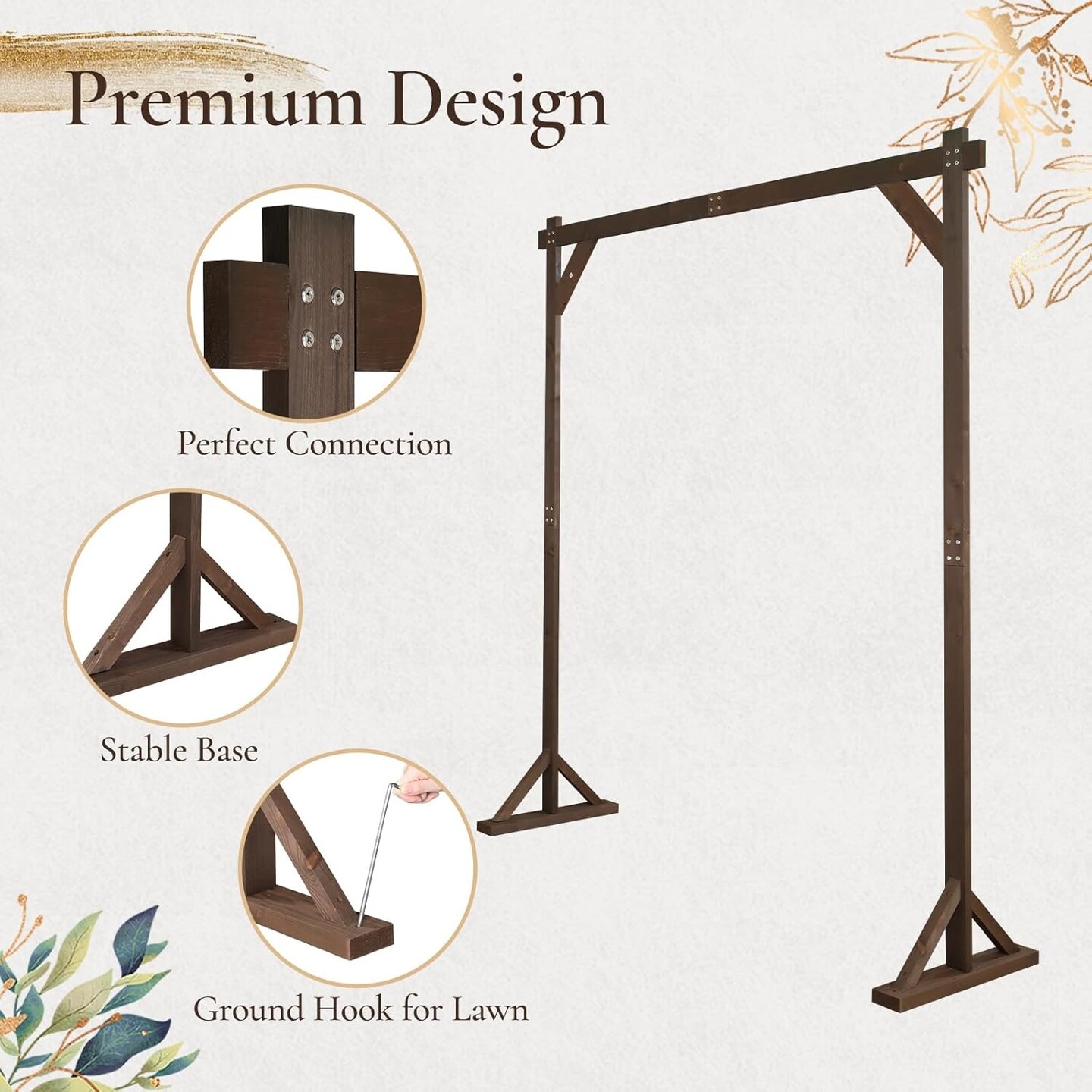 7.2FT Wooden Wedding Arch Rustic Square Arbor