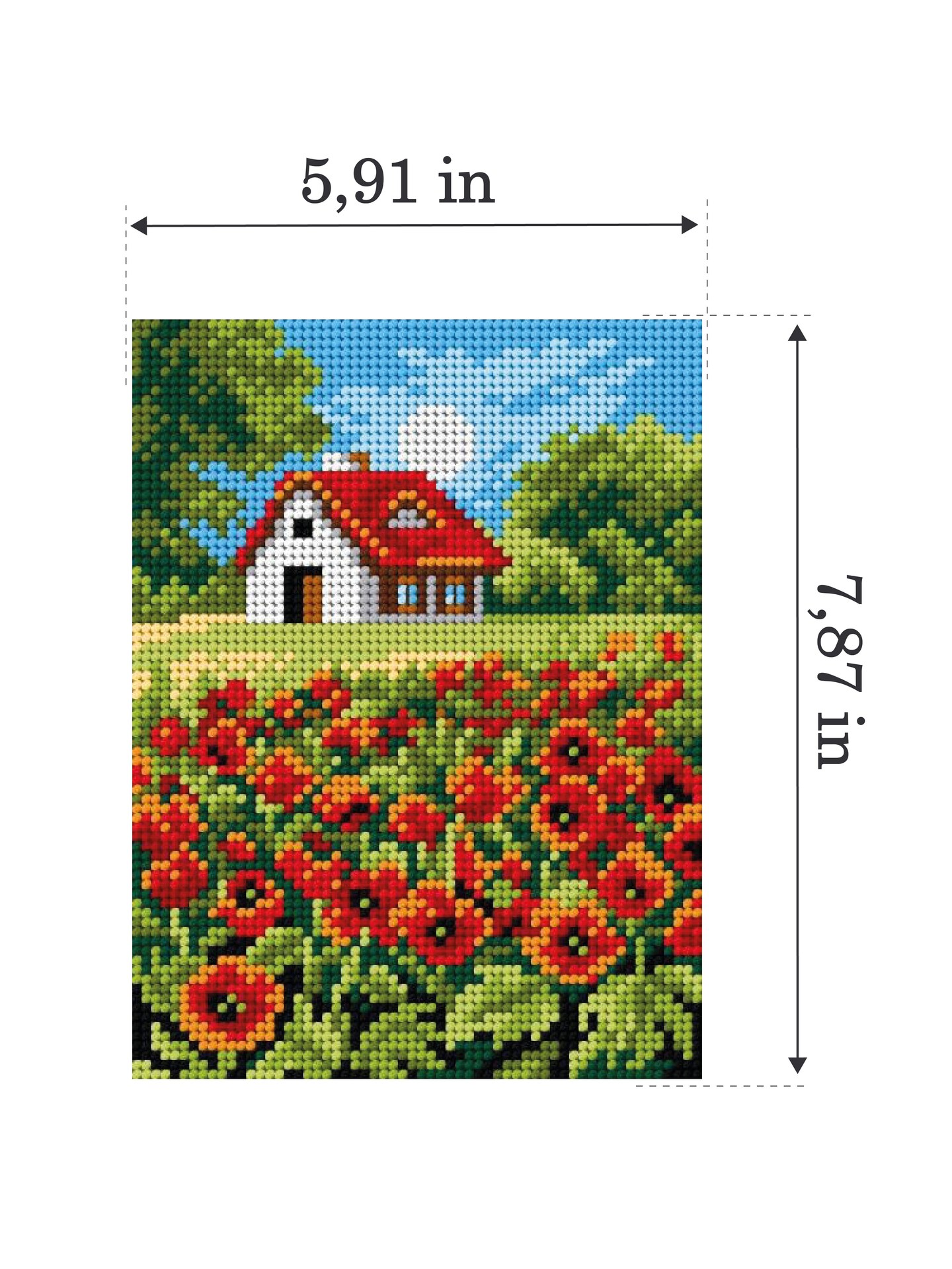 Needlepoint canvas for halfstitch without yarn Poppies 2874E - Printed Tapestry Canvas
