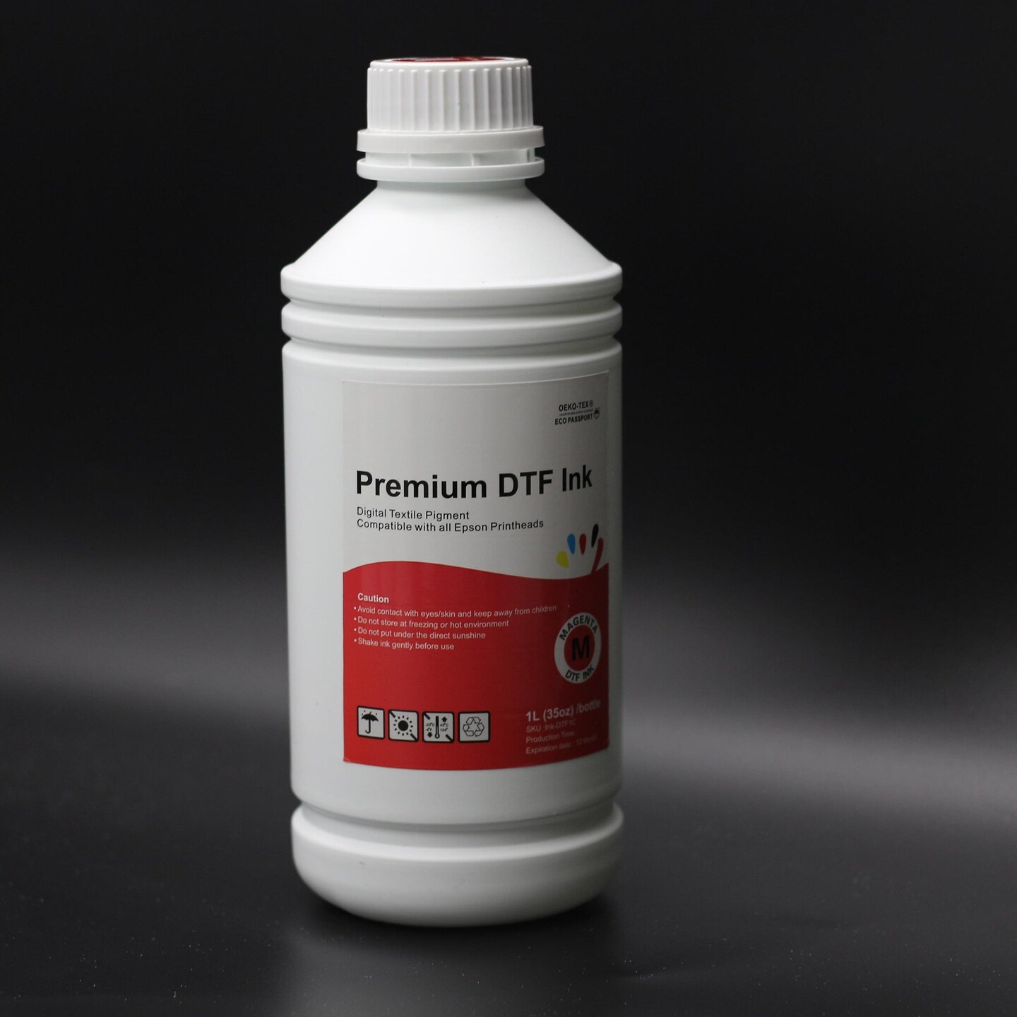 Magenta Premium DTF Pigment Textile Ink - 1L Bottle for High-Quality Fabric Printing
