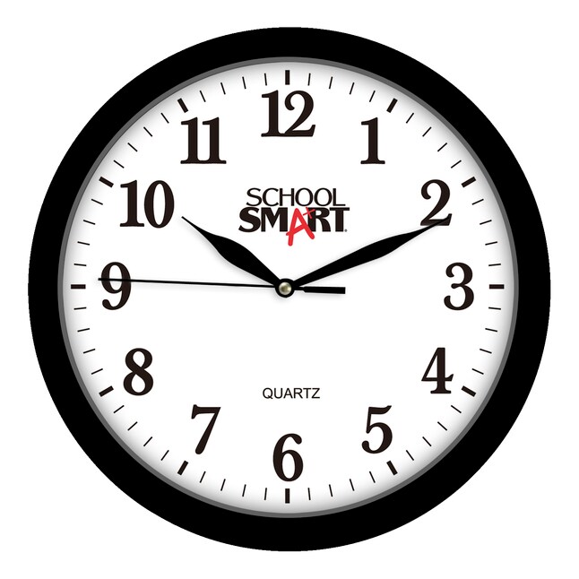 School Smart Silent Movement Wall Clock, 13 in White Dial/Black Frame